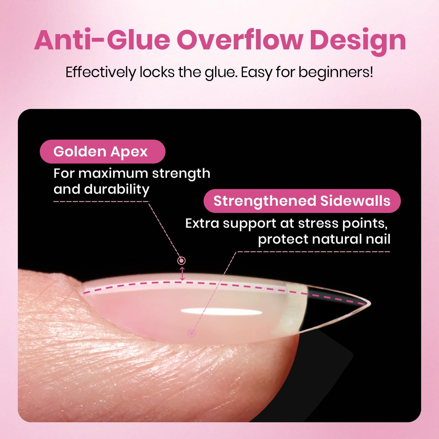 Beetles Gel Nail Tips Flat-X - Almond Square Short, 320pcs 16 Sizes, Pre-Etched Half Matte Full Cover Soft Acrylic False Nail Tips Easy DIY Press on Nail Extension Salon for Flat & Natural Nail Beds