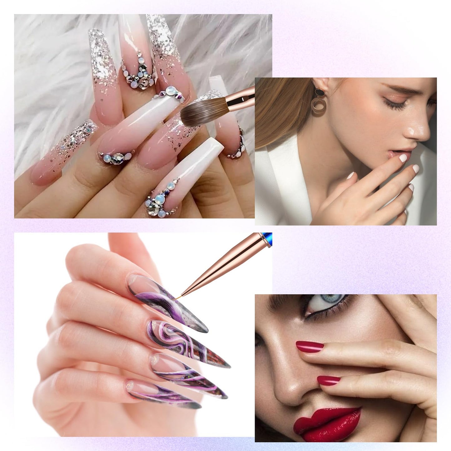 KEMEISI 2PCS Acrylic Nail Brush, Nail Liner Brushes&Size #16 100% Kolinsky Nail Art Brushes for Acrylic Application, Sturdy Handle Oval Shaped Acrylic Nail Design Tools for Professional Manicure DIY
