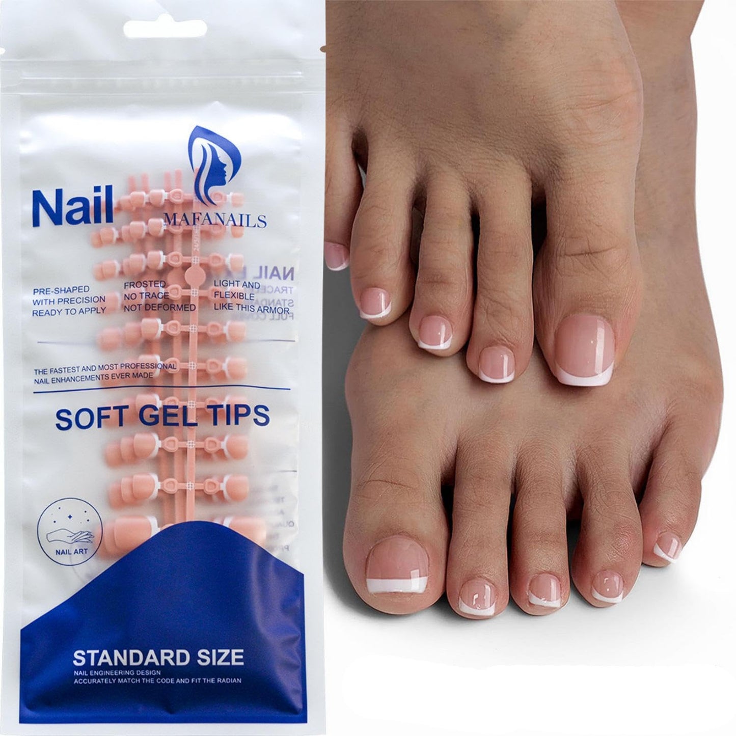 120Pcs Toe Nail Tips - Short White French Tip Toenail Press Ons,Skin Soft Gel Toe Nail Tips, Soak Off Press On Toenails Square Fake Toes for Women Girls Manicure No Glue Stickers 03…