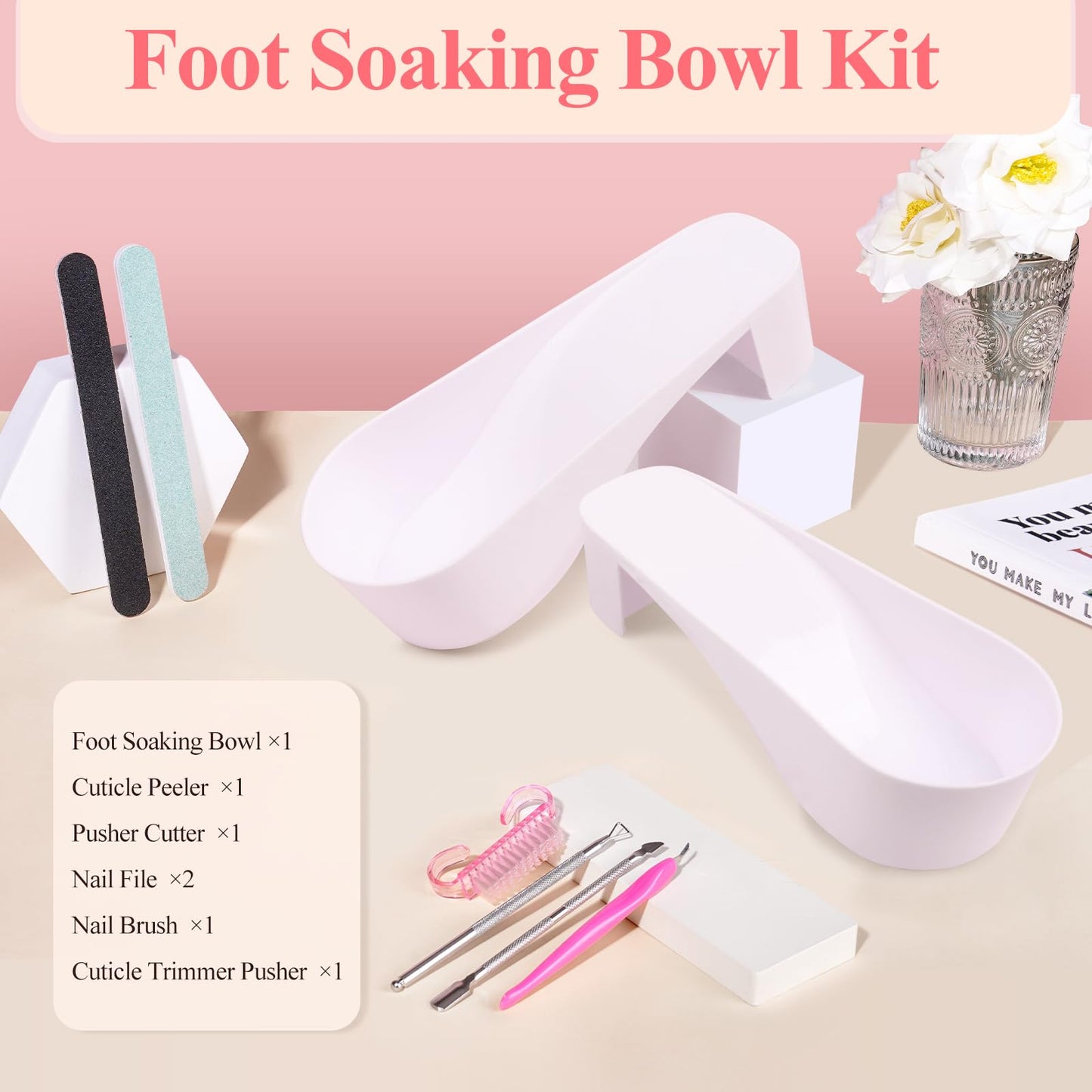Toe Nail Soaking Bowl for Remover: Soak Off Gel Polish Nail Remover Kit - Acetone Bowl for Nails Dip Powder Removal - Manicure Nail Soak Off Bowl for Nail Art (White)
