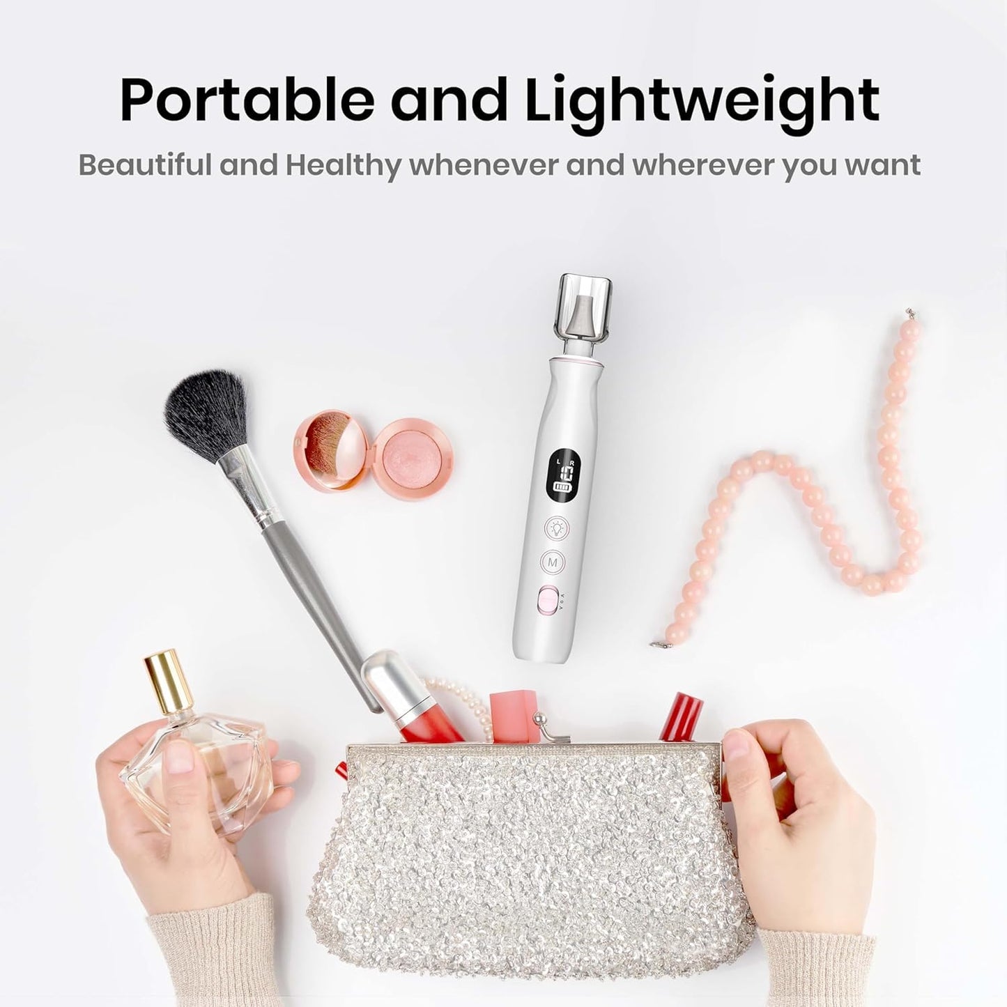 HSKAI Professional Nail Drill Kit: Electric Nail File with LCD & Lamp, Long-Lasting Thick Toenail Grinder, Rechargeable & Cordless Toe Nail Dremel Tools for Women & Men Manicure and Pedicure Gifts