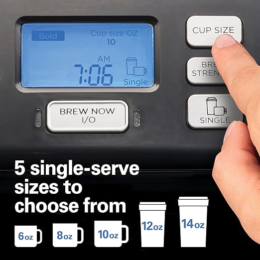 Hamilton Beach FlexBrew Trio 2-Way Coffee Maker, Compatible with K-Cup Pods or Grounds, Combo, Single Serve & Full 12c Pot, Black - Fast Brewing (49902JN)