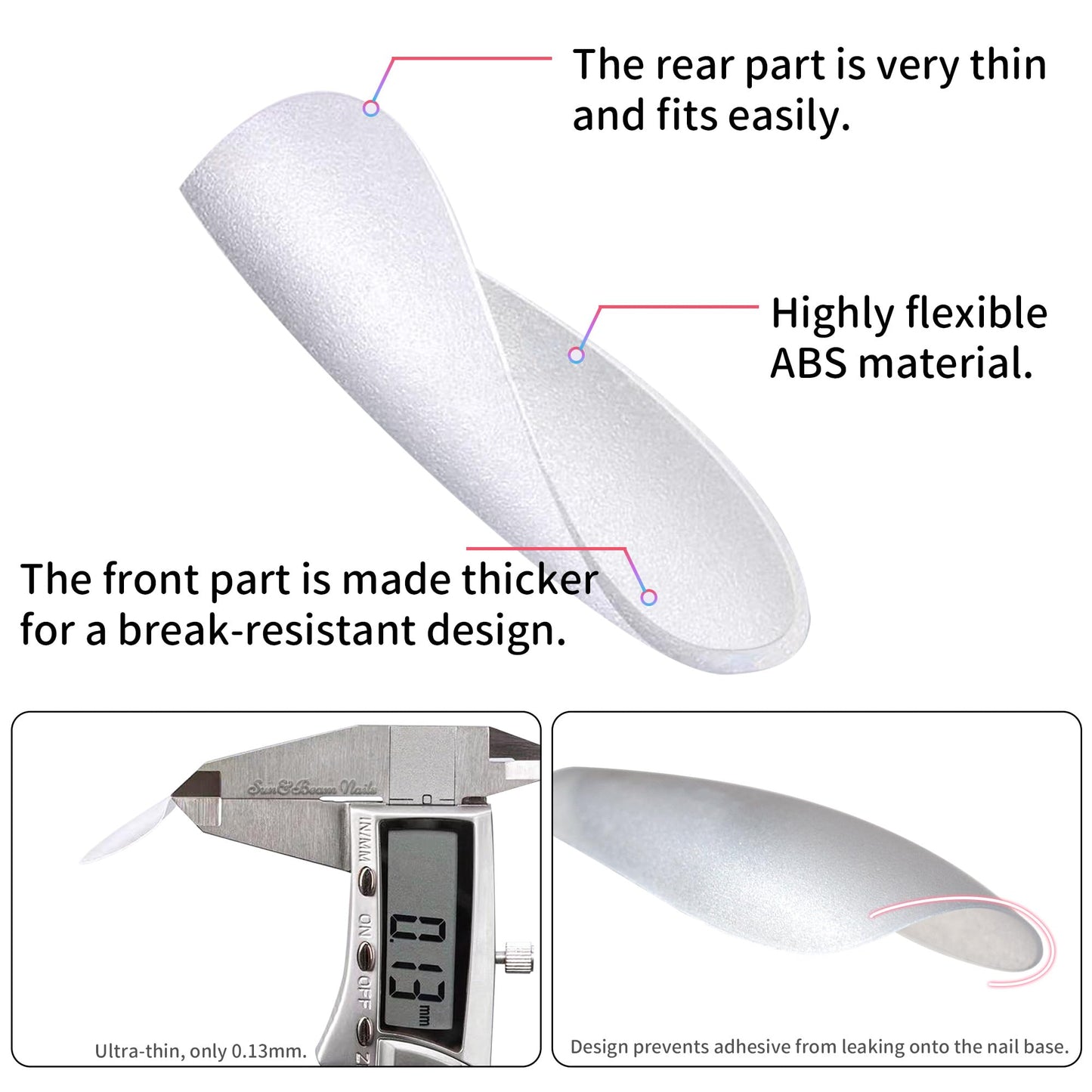 Sun&Beam Nails Fake Nails Tips Full Clear Acrylic Cover for Manicure Salons Nail Art 15 Sizes 240 Pcs (Long Stiletto)