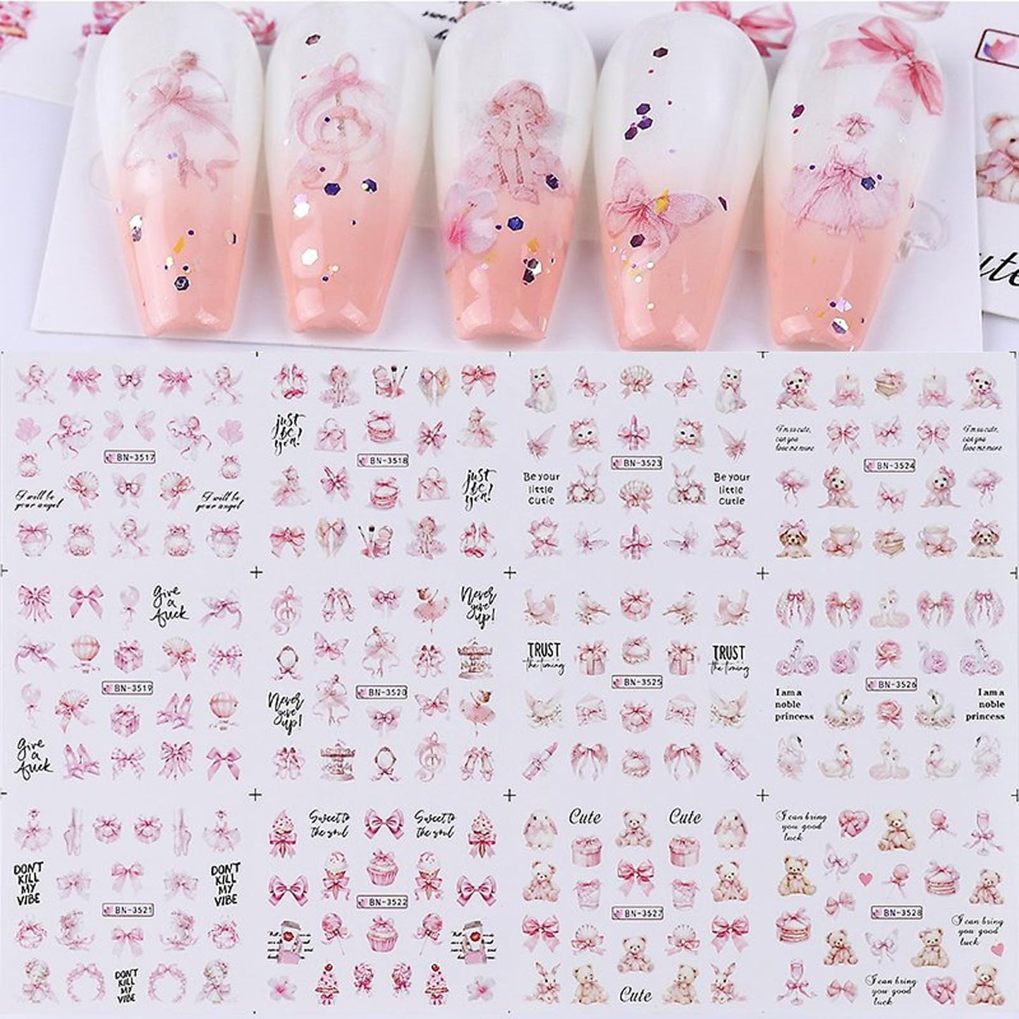 1400Pcs Nail Stickers Water Transfer DIY Nail Decals, Fruit Butterfly Flowers Marine Animal Transfer Watermark Nail Art Stickers for Nails Toenails Nail Tips Decor Halloween Christmas