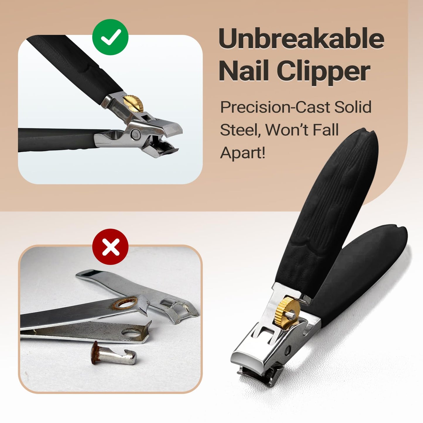 Sharp Toenail and Nail Clippers for Seniors – Heavy Duty for Thick Toenails & Fingernails, Wide Jaw, Anti-Slip Grip, Safety Lock & Splash Guard for Men, Women & Kids