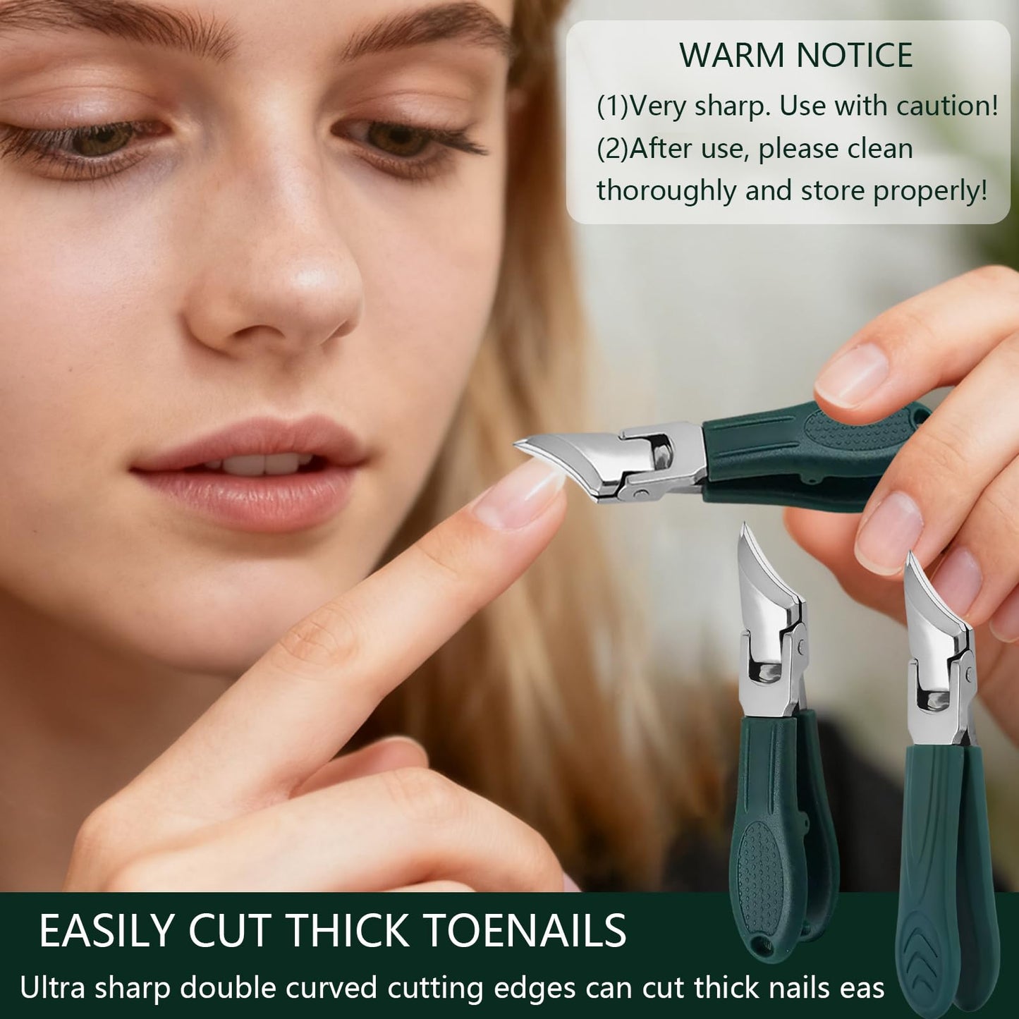 Eagle Beak Beveled Nail Clippers,4PCS Angled Nail Clipper Set,Long Handle Wide Jaw Opening Anti-Splash Slanted Nail Clipper,Fingernail and Curved Toenail Clippers for Ingrown&Thick Nails for Men Women