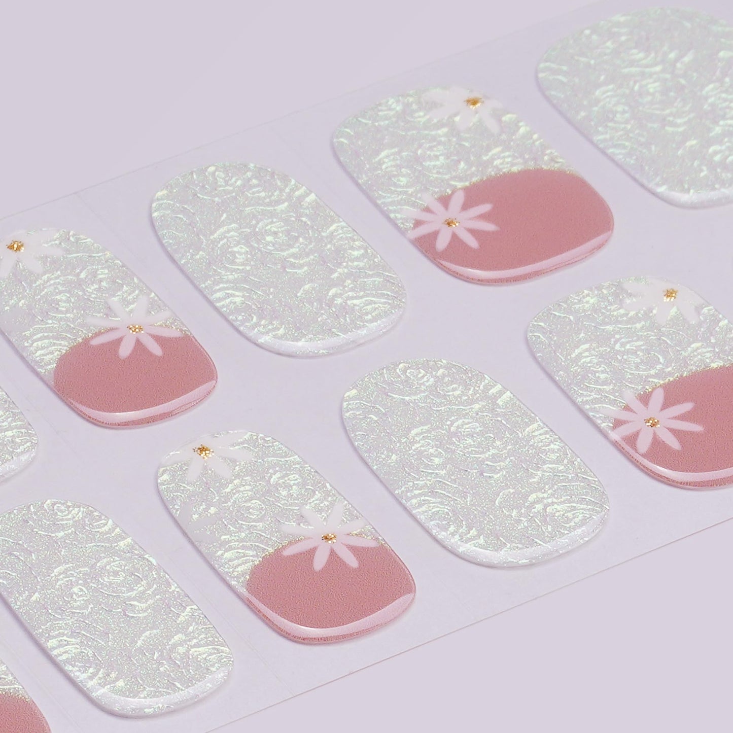 DANNI & TONI Semi Cured Gel Nail Strips Flowers French Aurora Gel Nail Wraps 28 Stickers | Floral Swirl