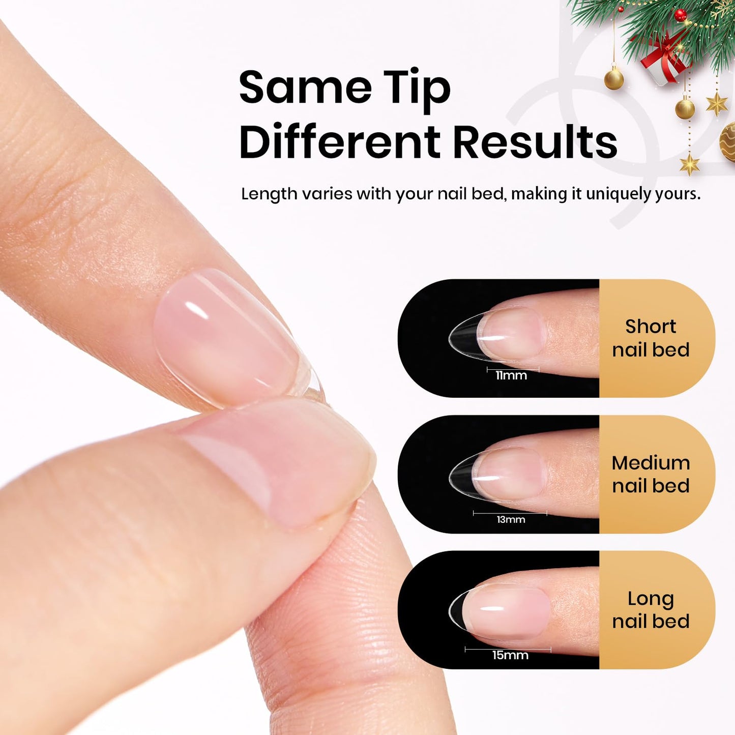 Beetles Extra Short Almond Nail Tips, 12 Sizes 288 PCS Pre-Shaped Clear Full Cover Etch Gel Nail Tips Clear Acrylic Press on Nails Extension for Girls Women Nail Art Design, Nail Glue Needed