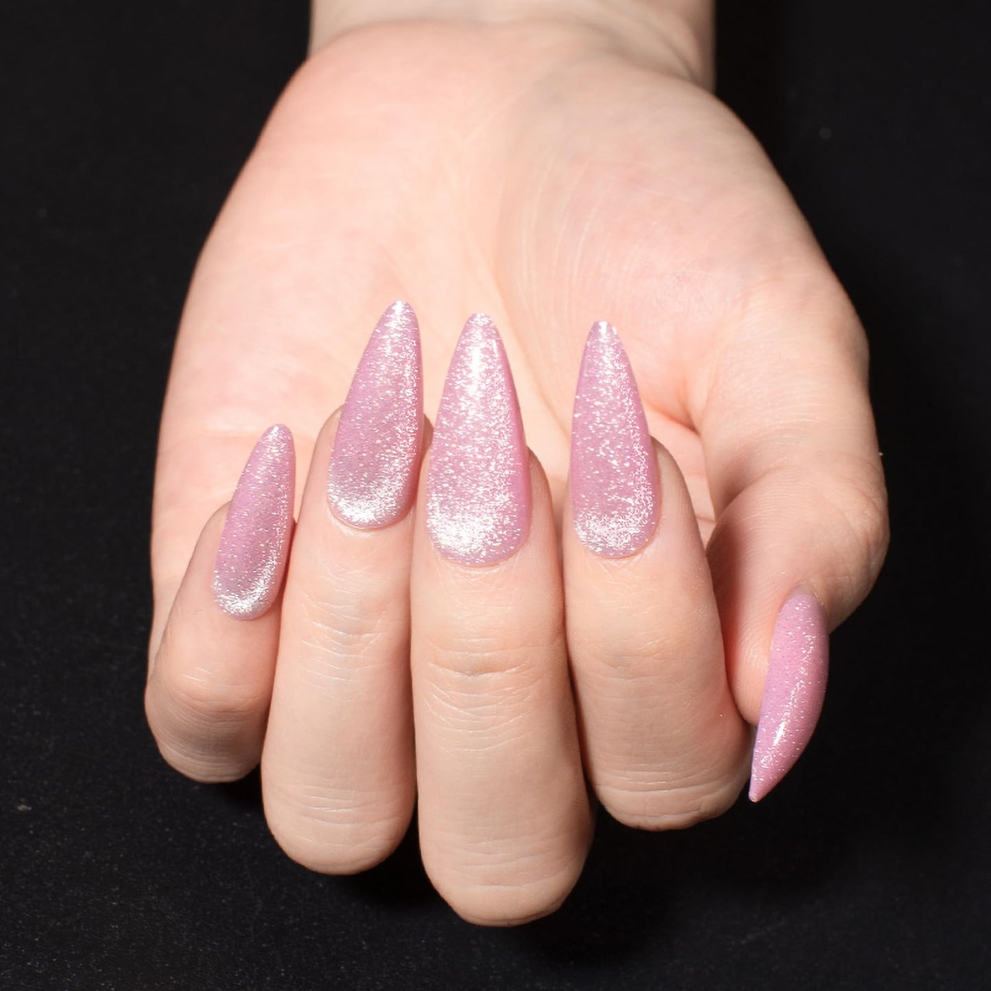 4Pack Handmade Press on Nails, Long Stiletto Fake Nails with Velvet & Gradient Designs, 4 Color Press on Nails, Full Cover Glossy Acrylic Nails, Reusable Stick on Nails for Women Girls, 96 Pieces