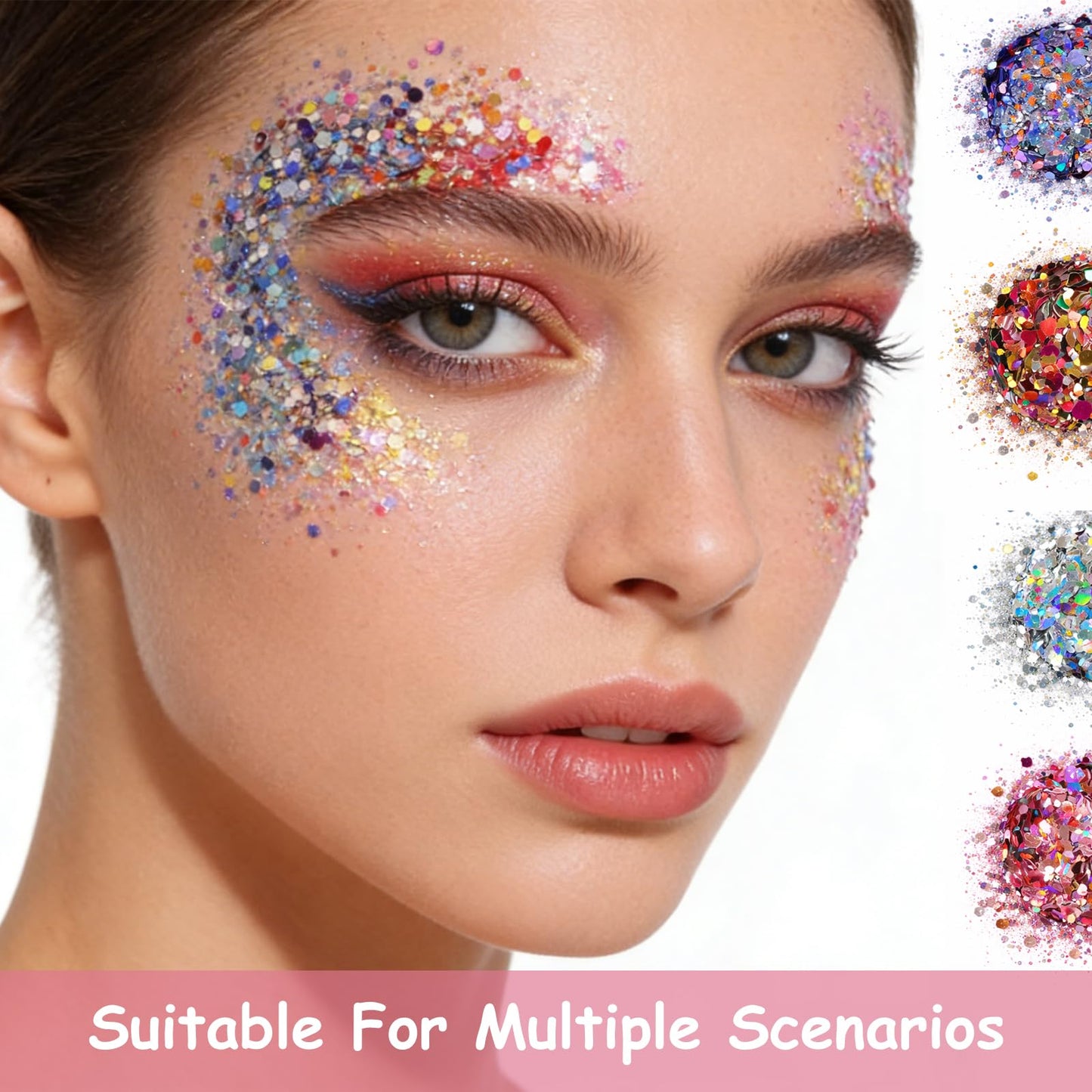 4-Color Iridescent Nail Glitter Set — Chunky Diamond Dust Foil Flakes for Gel Nails, Mermaid Makeup, Body & Resin Crafts