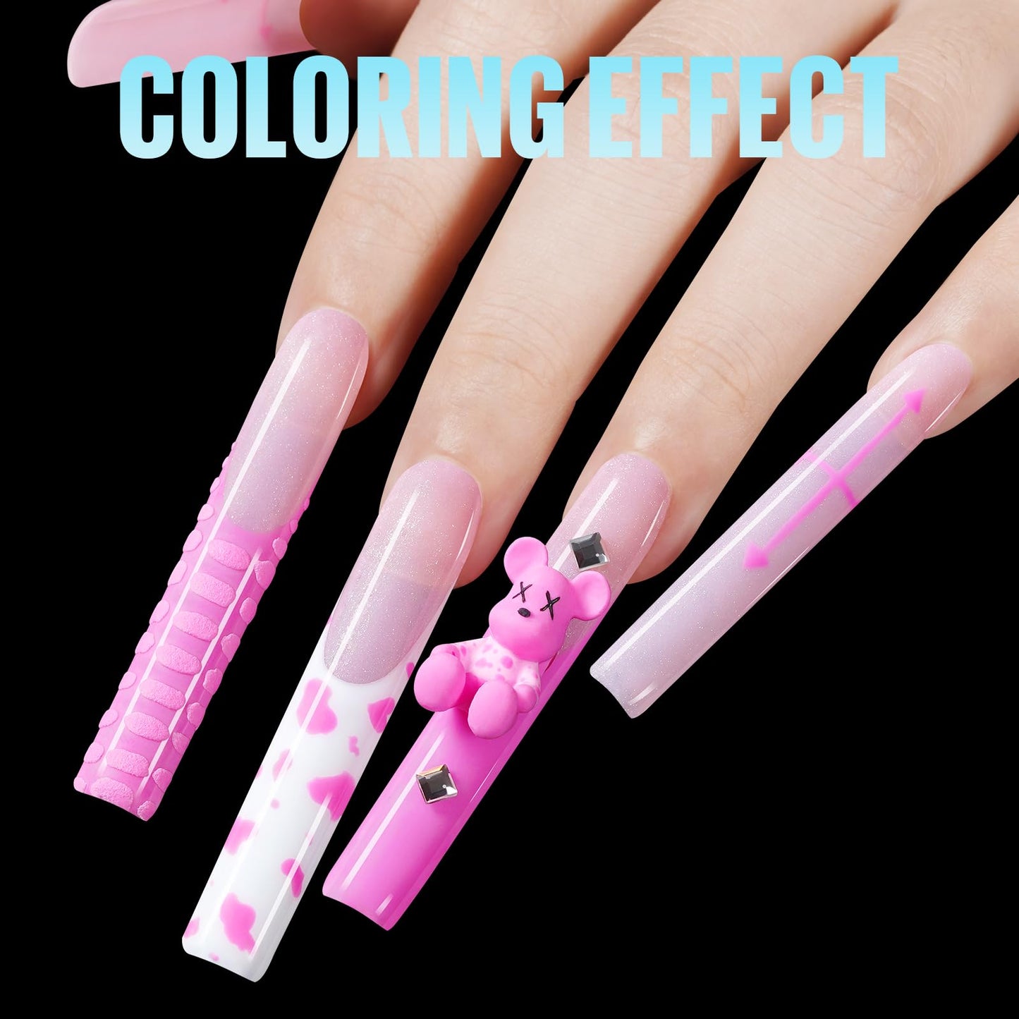 TOMICCA XXXL Square Nail Tips 240Pcs, 12 Sizes Extra Long Nail Tips for Gel Nails, Half Cover Straight Tapered Square French Nails for Nail Salons Home DIY