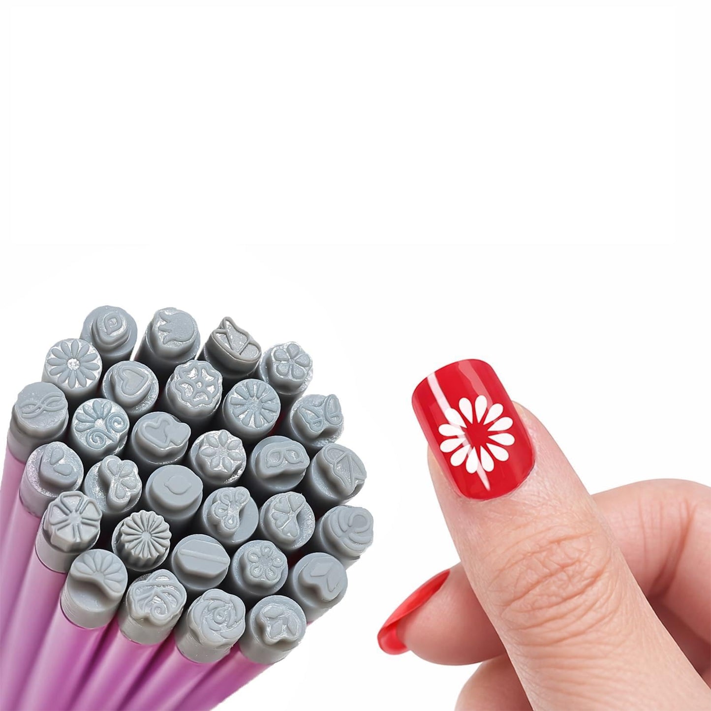 Denash 30 Pcs Nail Stamp Pens, Nail Art Pens with Diverse Patterns, Different Patterns Nails Transfer Pen for DIY Nail Art Home Salon Party Wedding Use