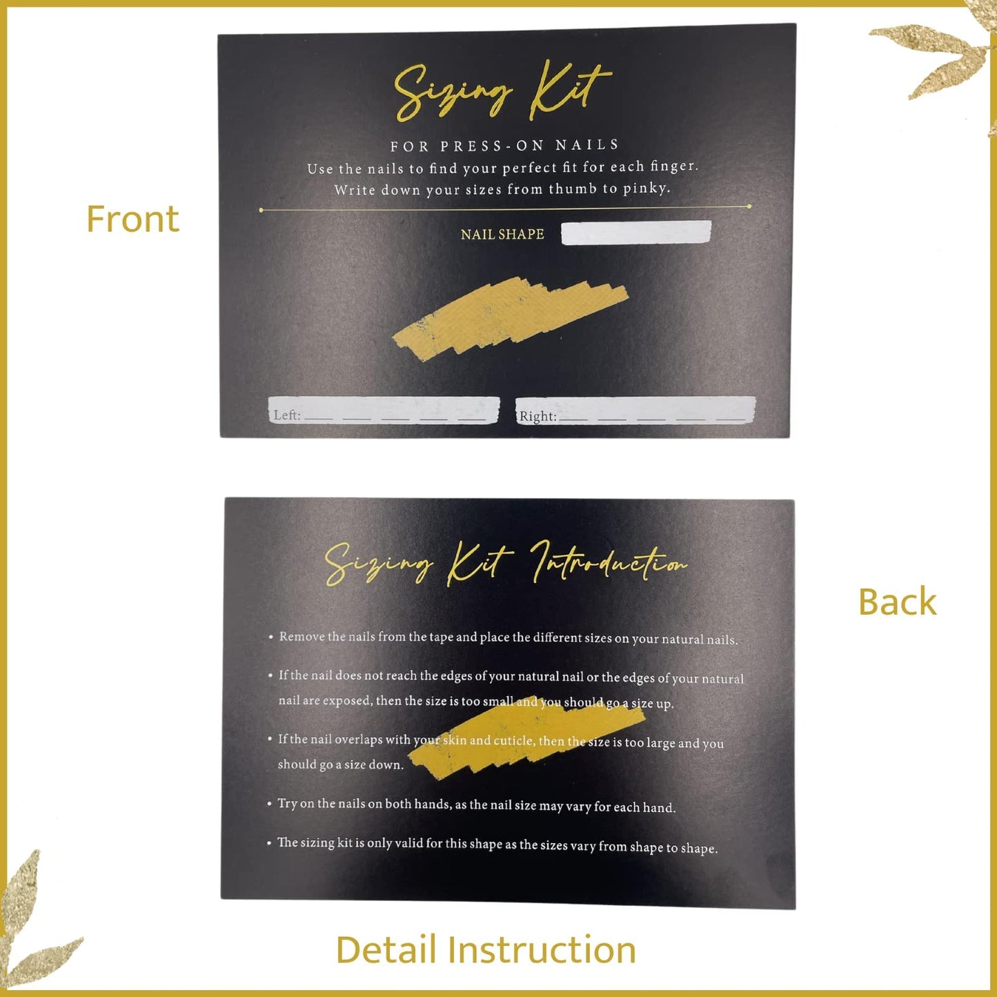 Press On Nail Sizing Card 30 Pack Empty Large Black Gold Postcard Press On Nails Supplies For DIY Sizing Guide False Nails Tips (5 * 7 inch, black&gold)