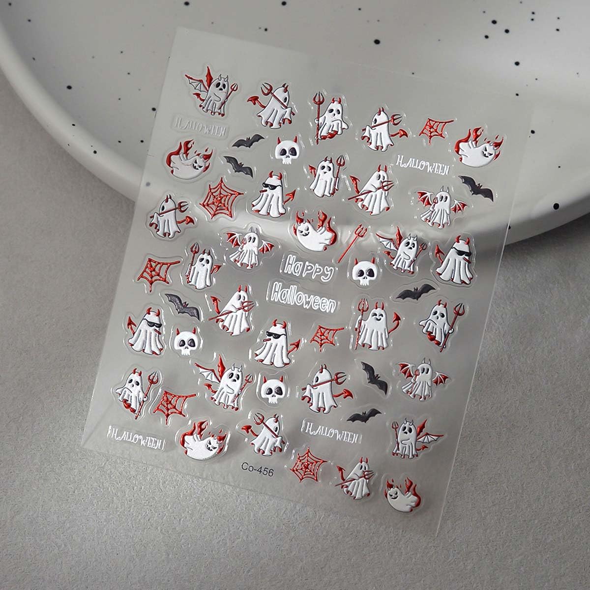 Halloween Ghost Nail Stickers Spooky & Cute Ghost Nail Decals 3D Self-Adhesive Stickers for Nails Halloween Nail Art Decorations for Women Girls,1 Sheet DIY Manicure Decor