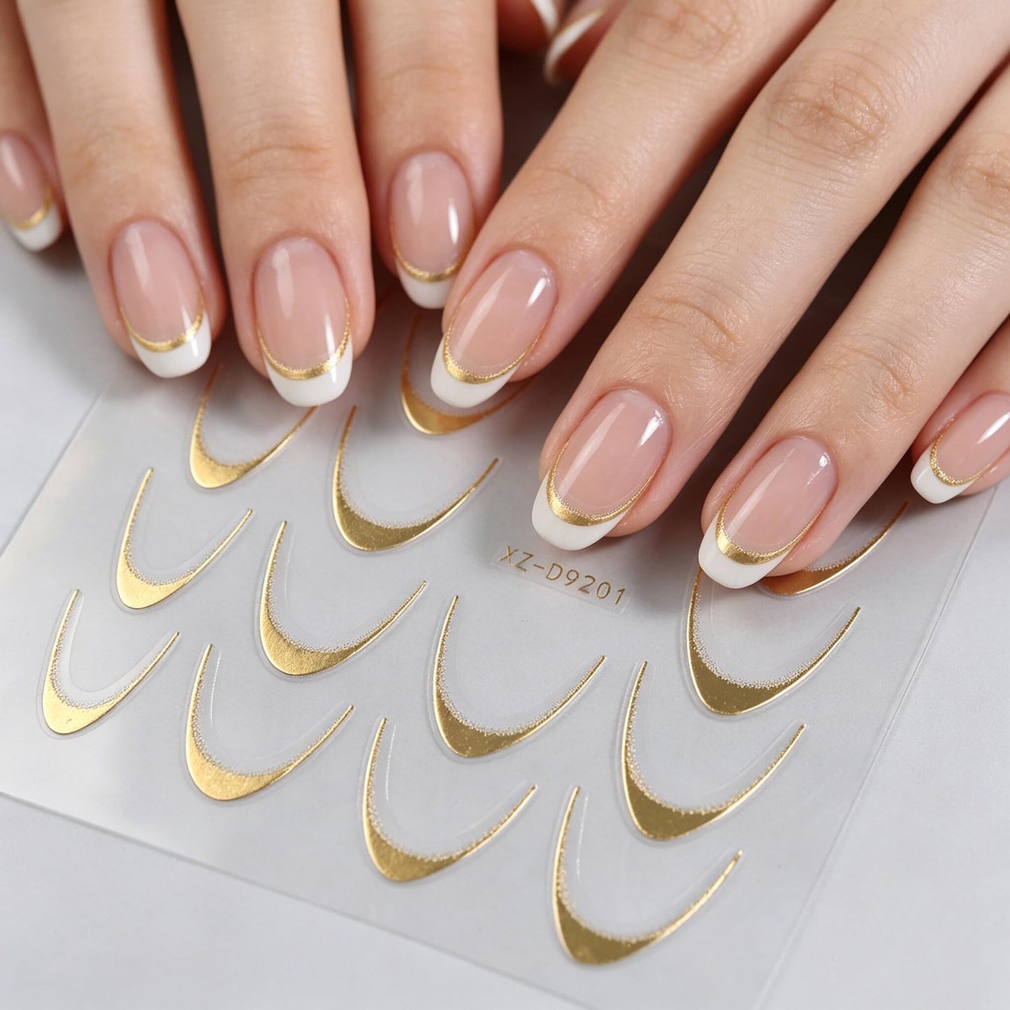 10 Sheets Colorful French Nail Stickers for Nail Art, 3D Self-Adhesive Gold Sliver Rosegold French Nail Decals, Red French Lines Nail Supplies Designs Accessories for Women Girls Manicure DIY