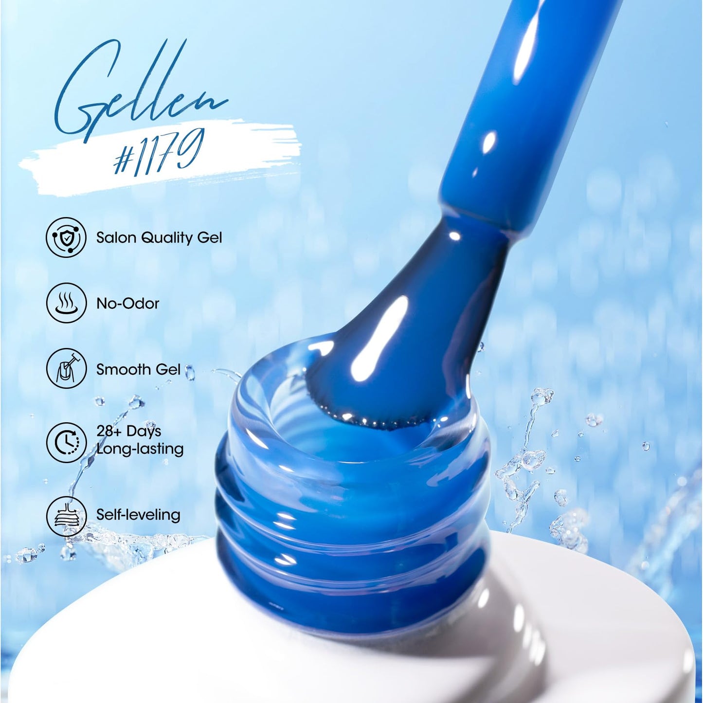 GELLEN Jelly Blue Gel Nail Polish Set, 6pcs Transparent Jelly Blue with Silver Glass Cat Eye Gel Nail Polish with Magnet, for Salon Nail Art at Home DIY