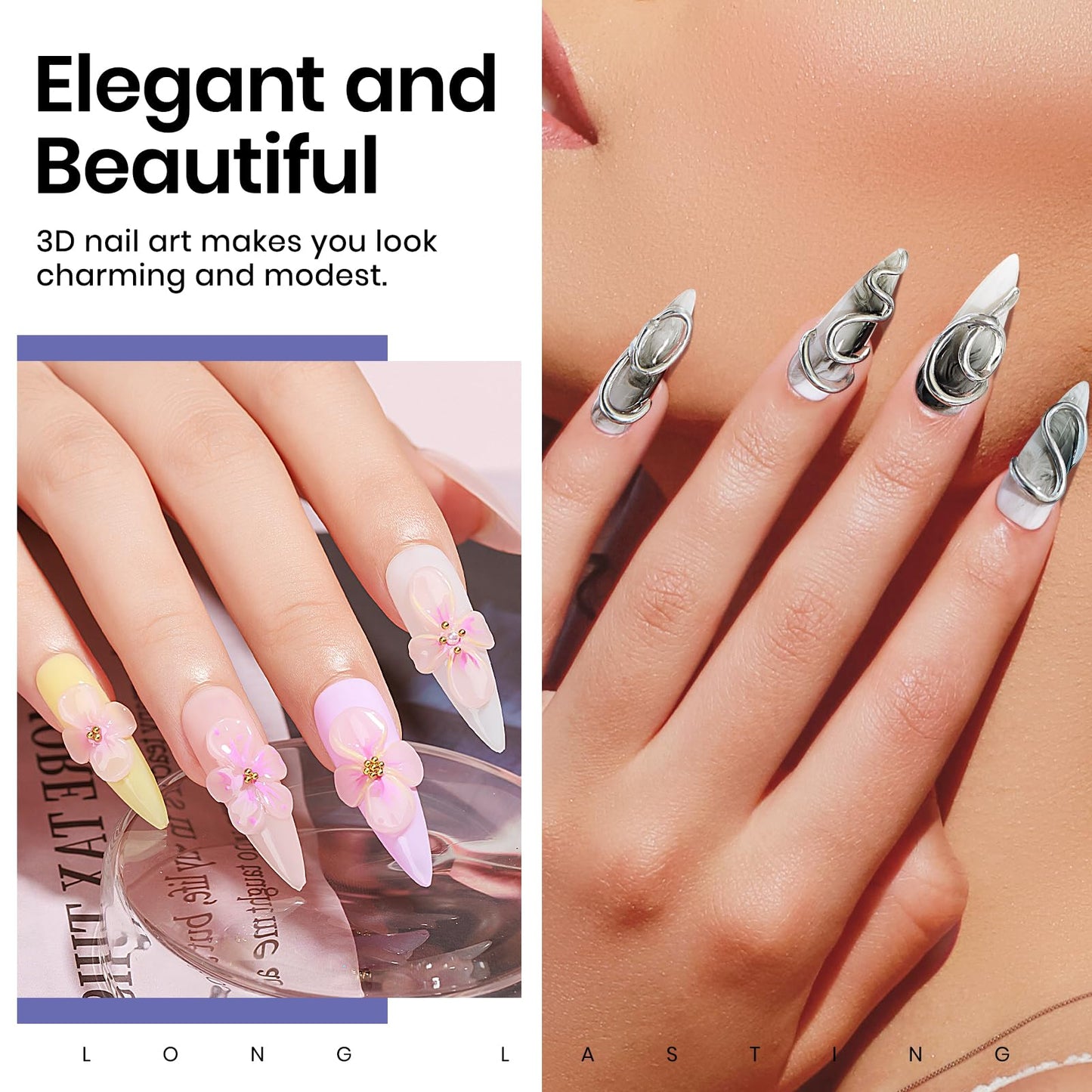 MIZHSE Solid Builder Gel Nail Kit with Nail Lamp, 3 Colors Builder Gel Clear Milky White Nude Hard Sculpting 3D Art U V LED Gels with Dual Form