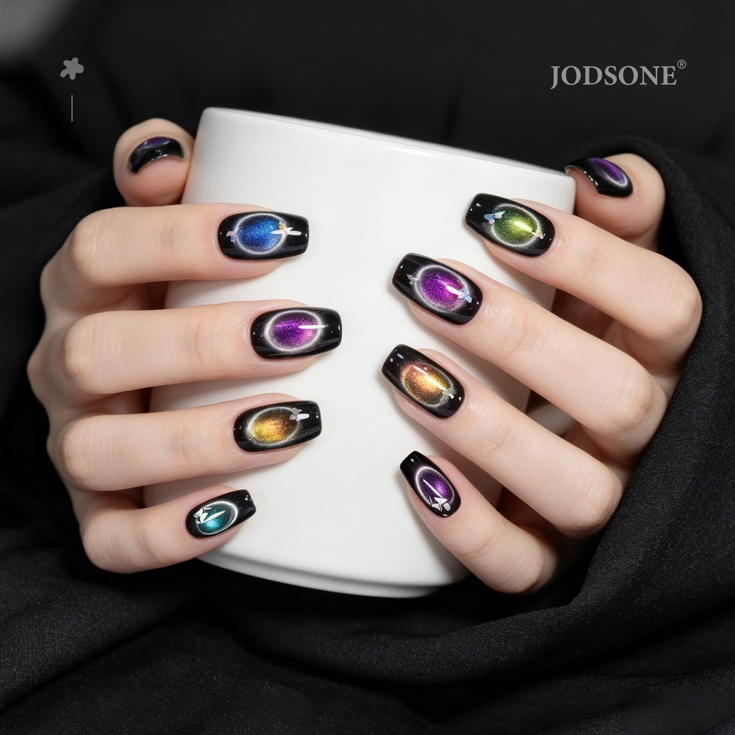 JODSONE Ring Cat Eye Magnet Set for Nails with Hollow Circle,Ball Magnet & 3-in-1 Magnetic Tool for Black Hole,Halo & Multi Effects,Cat Eye Gel Polish Nail Art DIY Salon Use