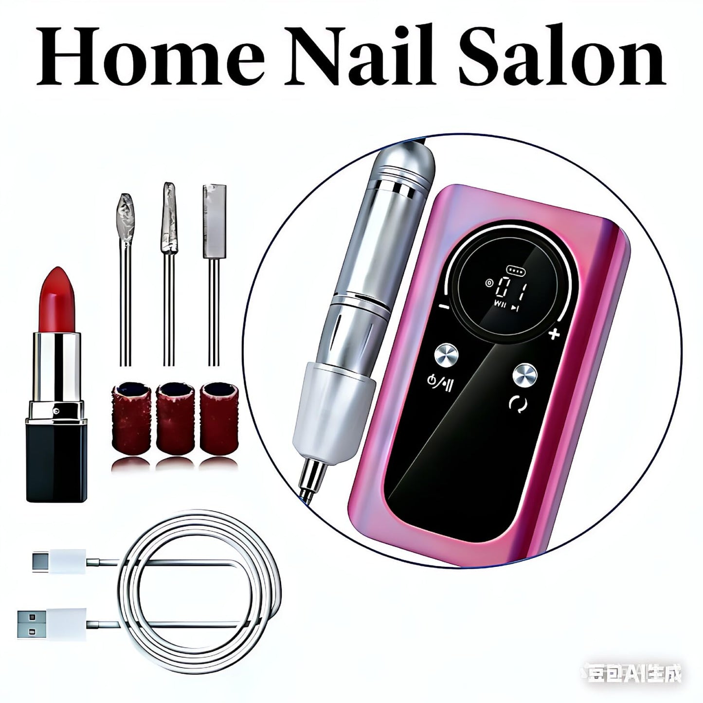 mcdhhemo Nail Drill Machine, Professional 45000RPM Purple Cordless Rechargeable Electric Nail File for Acrylic Nails Removal, Portable Manicure Pedicure Kit for Salon Home Use