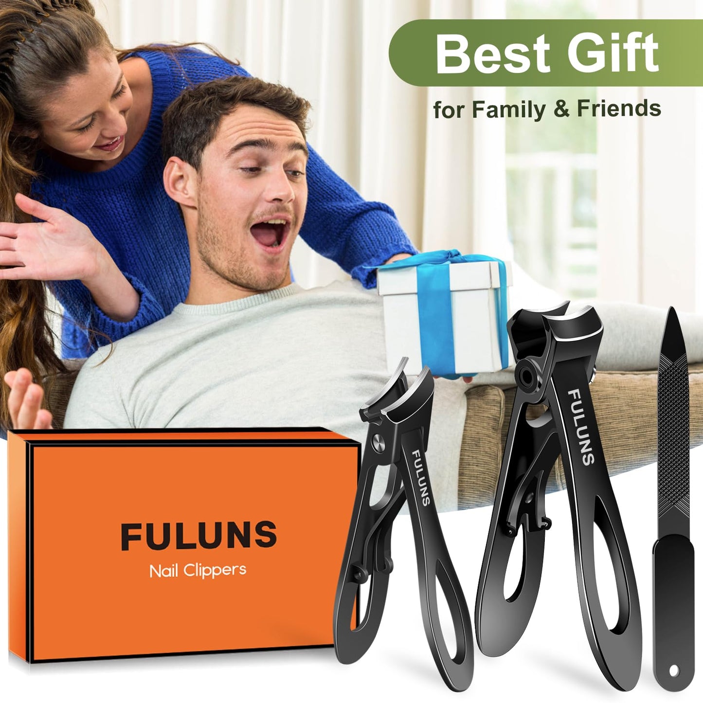 Toenail Clippers for Men Thick Toenails with 16MM Wide Jaw Opening, Large Nail Clippers for Seniors Thick Nails with Long Handle, Heavy Duty Sharp Slanted Nail Cutter Gifts for Men Women Adults