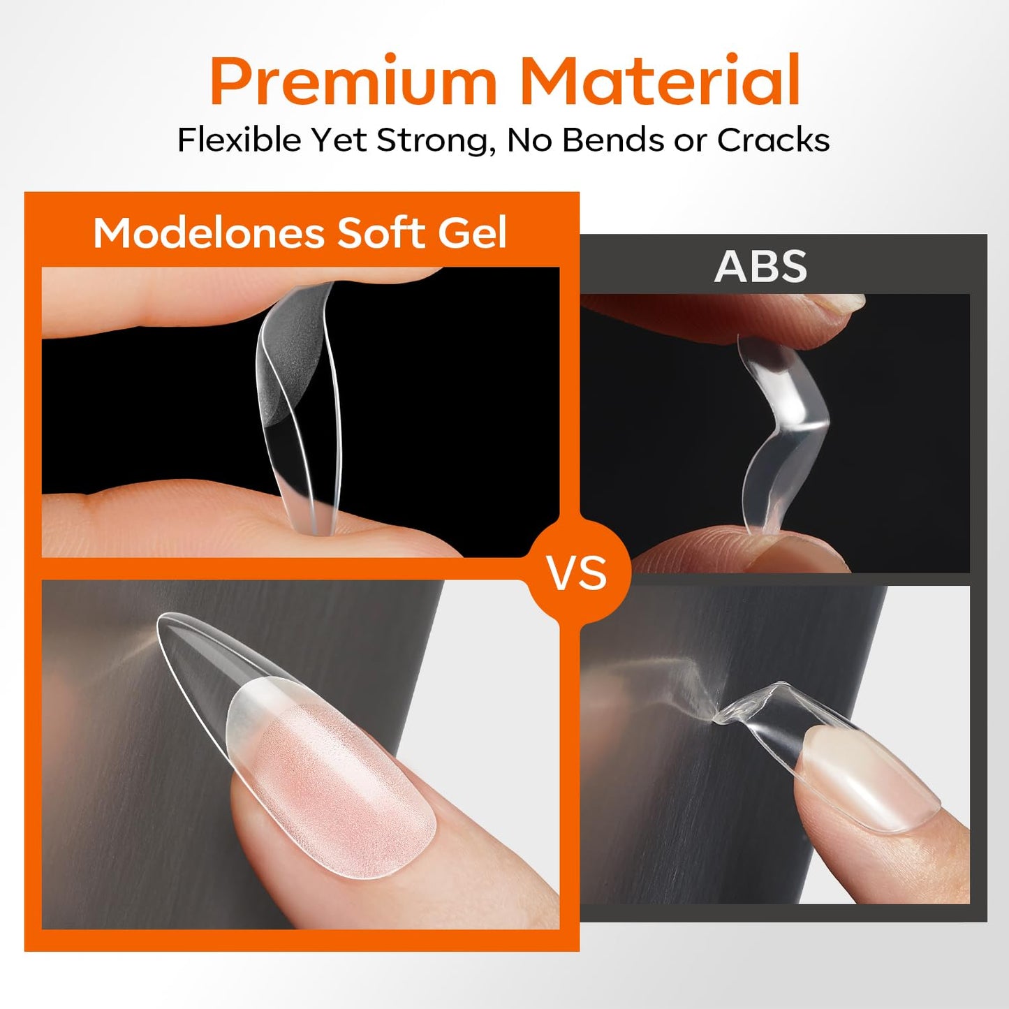 modelones Medium Stiletto Nail Tips, 360pcs Pre-etched Clear Fake Nails Stiletto Press On Full Cover Half Matte 15 Sizes Acrylic Gel Tips for Extension Salon