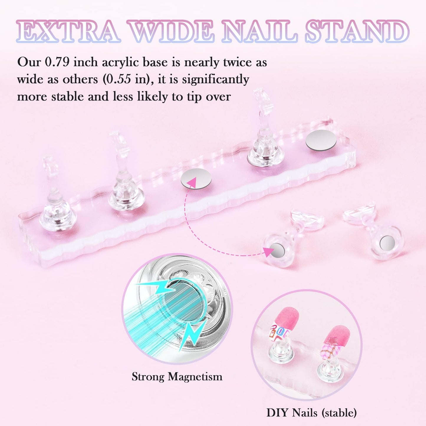 ESUOHYM 50 PCS Nails Packaging Bags with Nail Stand for Fake Nail, Holographic Press On Nail Storage Container Nail Art Kit for Diy Design,Nail Cardboards with 2 Double-sided Adhesive Tape Salon Home