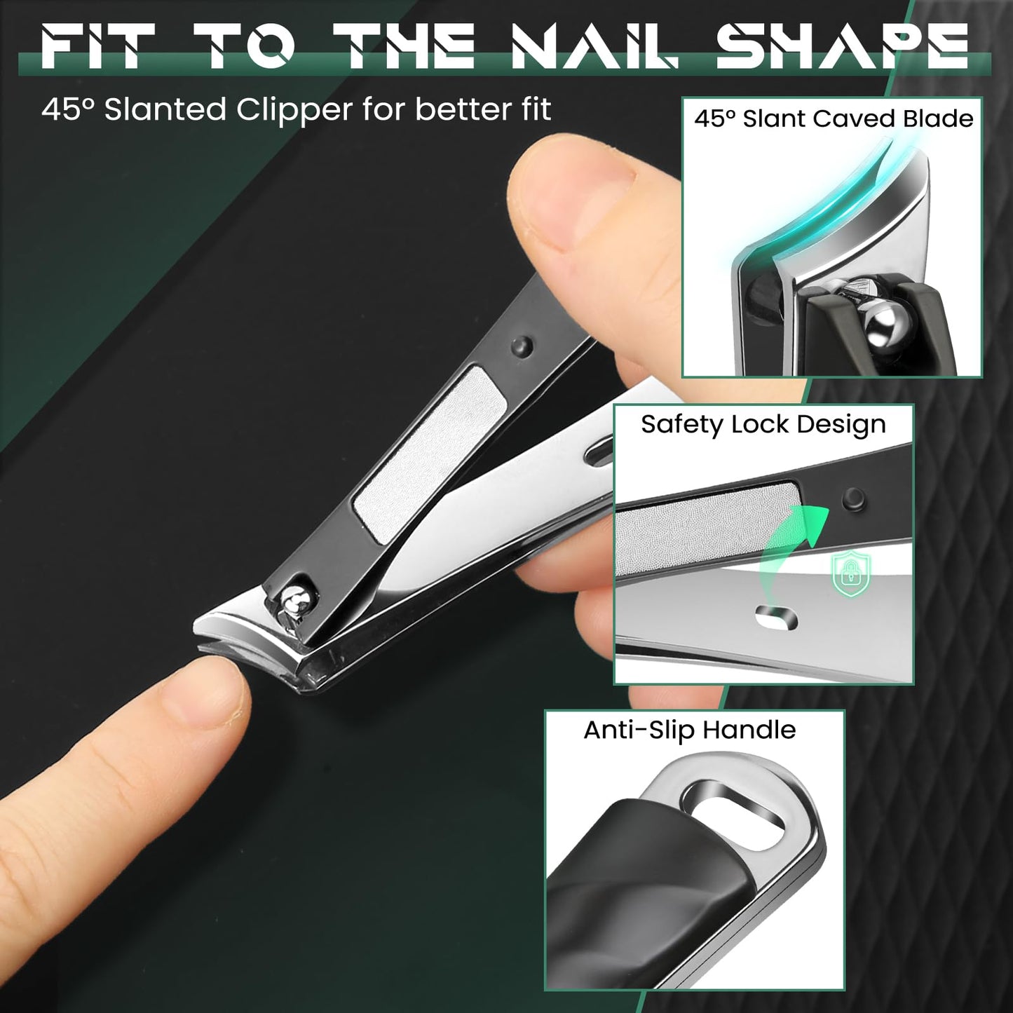 Nail Clippers Set for Men & Women – Professional Toenail Clippers for Thick Ingrown Nails, Toenail Clippers for Seniors, Ultra Sharp Stainless Steel Fingernail Clipper & Nail Cutter, Gift Idea