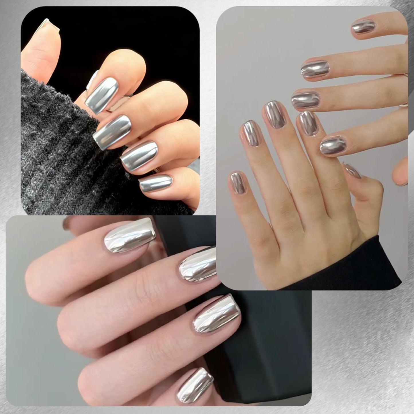16 Jars Holographic Nail Chrome Powder Set Glitter Colorful Neon Effect Nail Art Flakes Decoration White Pearl Silver Gold Chrome Nail Powder Kit Dust Manicure