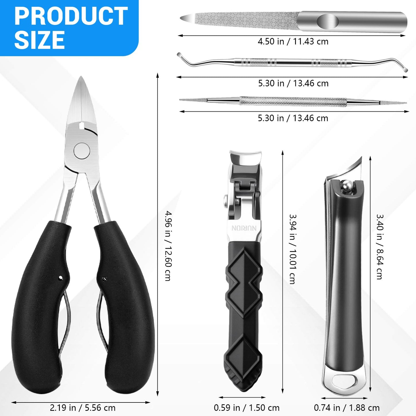 NURIUN 2026 Toenail Clippers for Seniors Thick Toenails, Angled Head Large Toe Nail Clippers for Thick Nails for Men, Heavy Duty Ingrown Toenail Clippers, Long Handle Slanted Nail Clippers Wide Jaw