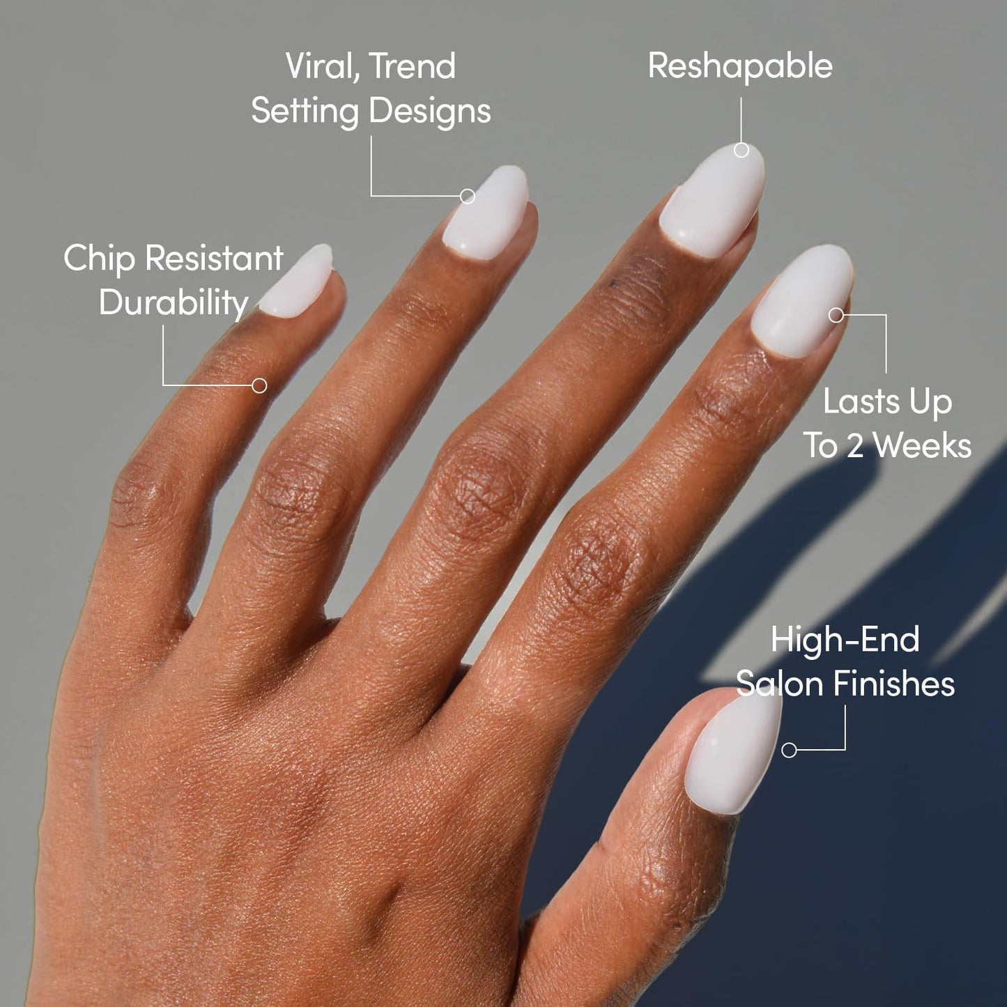 Glamnetic Press On Nails - Short Oval Fake Nails, Milky White Nails, Clean Girl | 15 Sizes - 30 Nail Kit with Glue | Gift for Mom