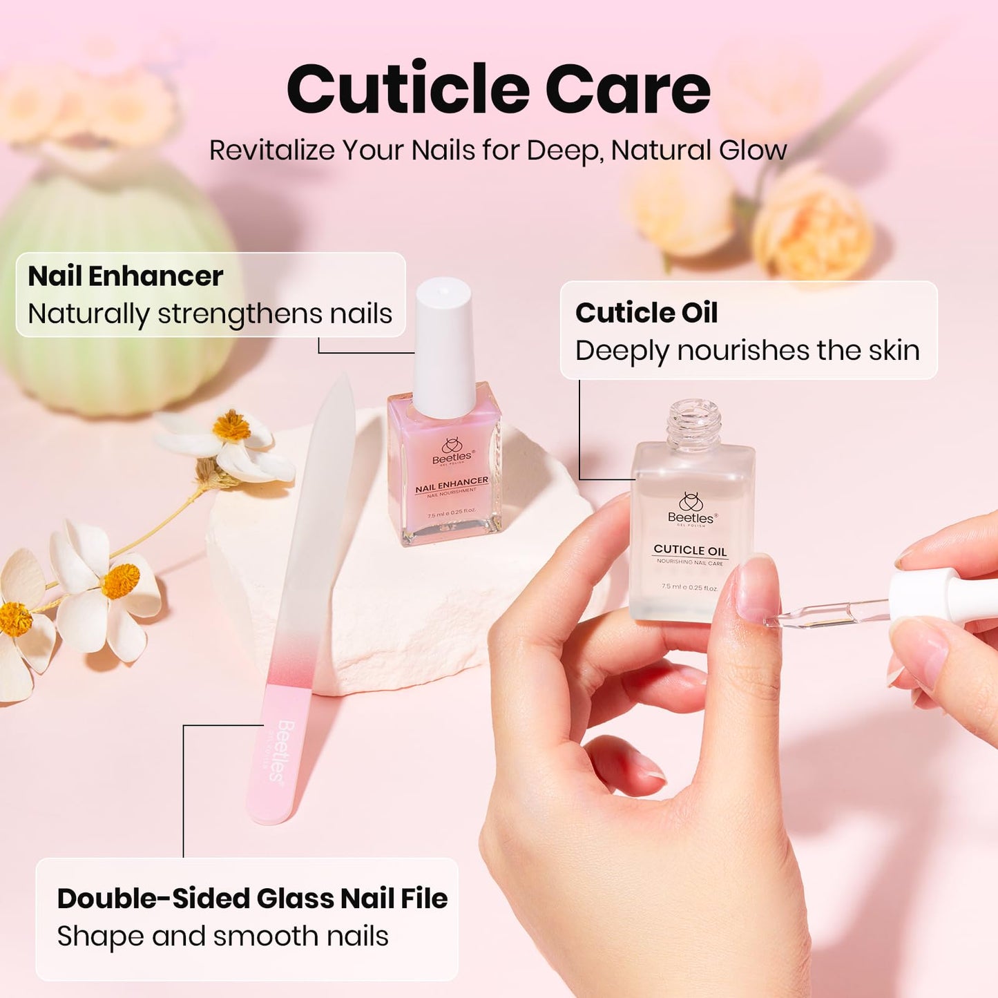 Beetles Gel Polish Remover Kit Nail Care Kit Nail Prep Set Cuticle Oil Cuticle Remover Nails Strengthener 14pcs Manicure Tools Glass Files Removal Foil Wraps Cuticles Trimmer Pushers Gift for Women