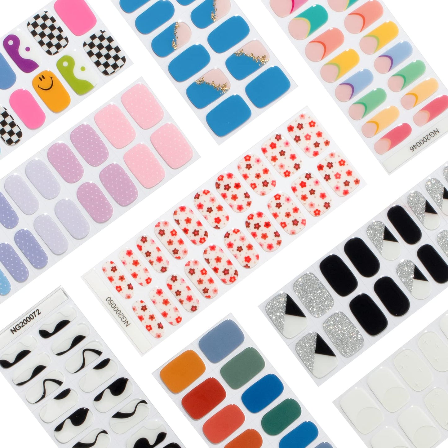 MOMSON Semi Cured Gel Nail Strips - 20 Real Gel Nail Polish Stickers/Full Nail Wraps - Art Manicure Kits for DIY at Home, Salon-Quality, Easy to Apply & Remove (Colorful Candy)