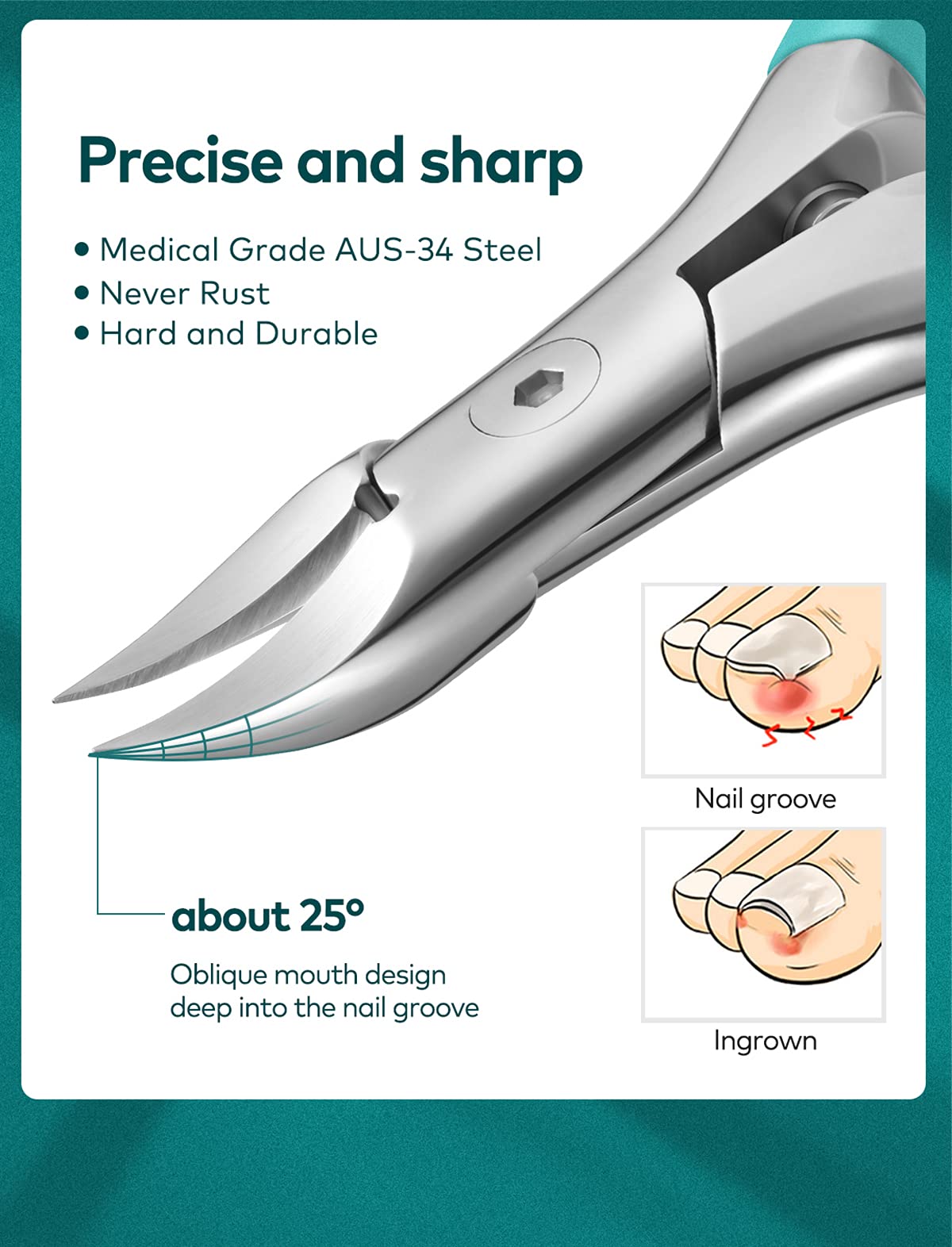 MR.GREEN Nail Clippers for Thick & Ingrown Toenails ,Heavy Duty Professional paronychia Tools with Ingrown Nail File,Stainless Steel Toe nail Clipper with Rubber Handle for Men, Women, Elderly