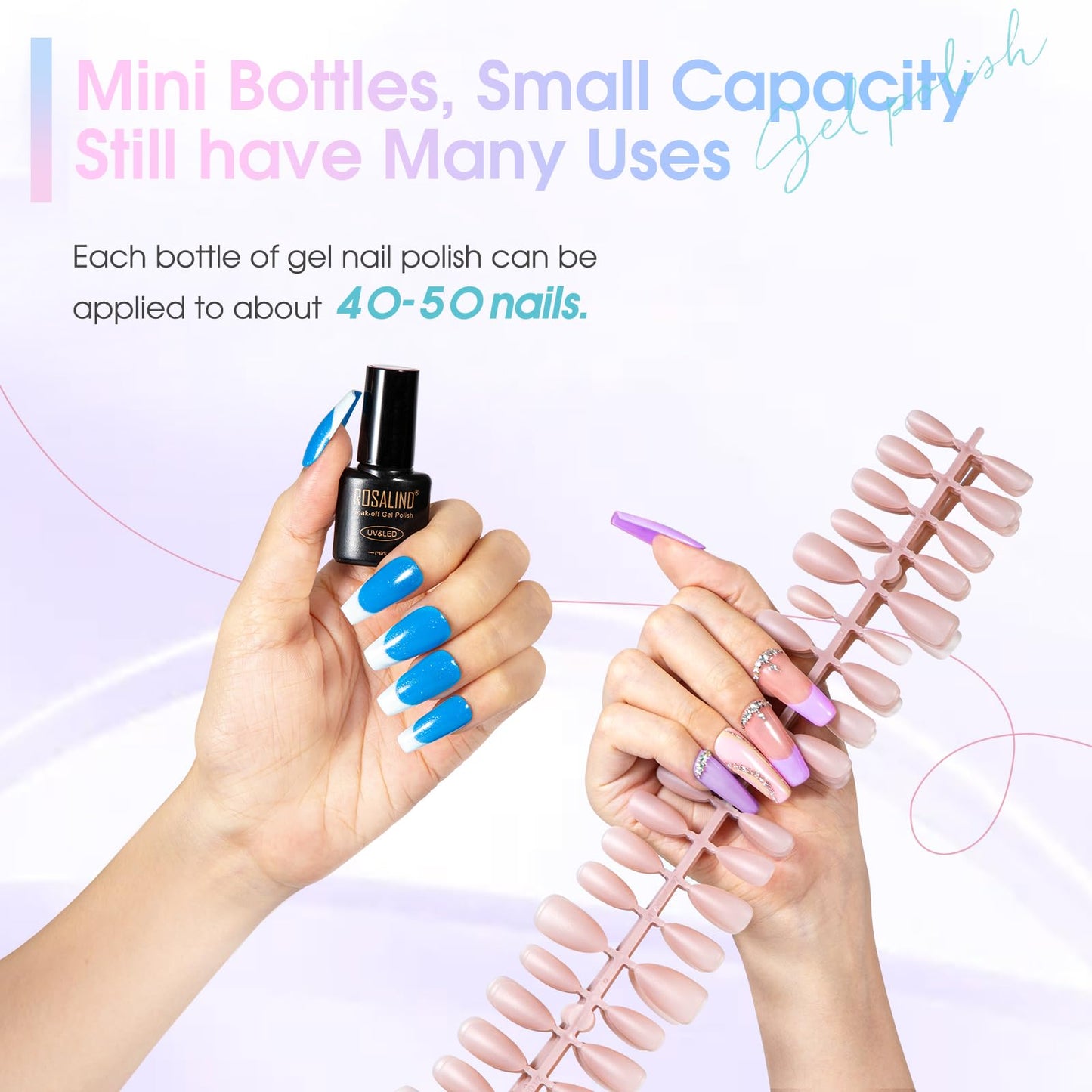 ROSALIND 30PCS Gel Nail Polish Set with Base Glossy Matte and Glitter Top Coat Gel Polish, Wite Blue Green Gel Nail Set Soak Off Gel Polish Set