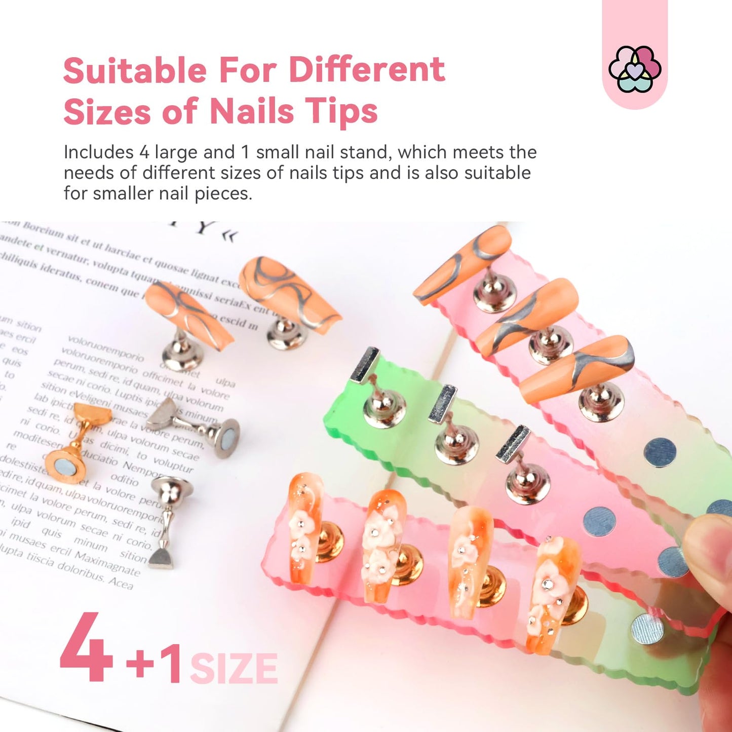 SAVILAND 3 Sets Nail Stand: Strong Magnetic Nail Holder for Painting Nails with Reusable Putty SAVILAND Nail Stand for Press On Nails Display Strong Magnet Fake Nail Holder