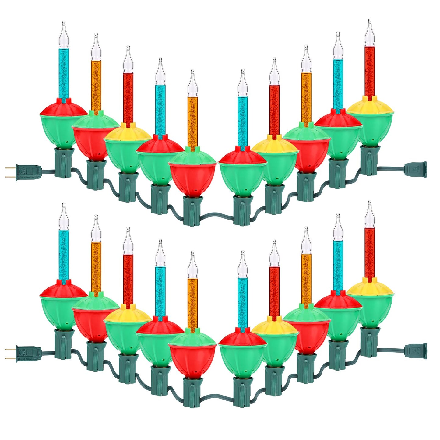 MOJIEZUO Christmas Bubble String Lights Set, 10 Lights, 9.8Ft, Multicolor, C7 E12 Base, Plastic, Vintage Holiday Decorations
