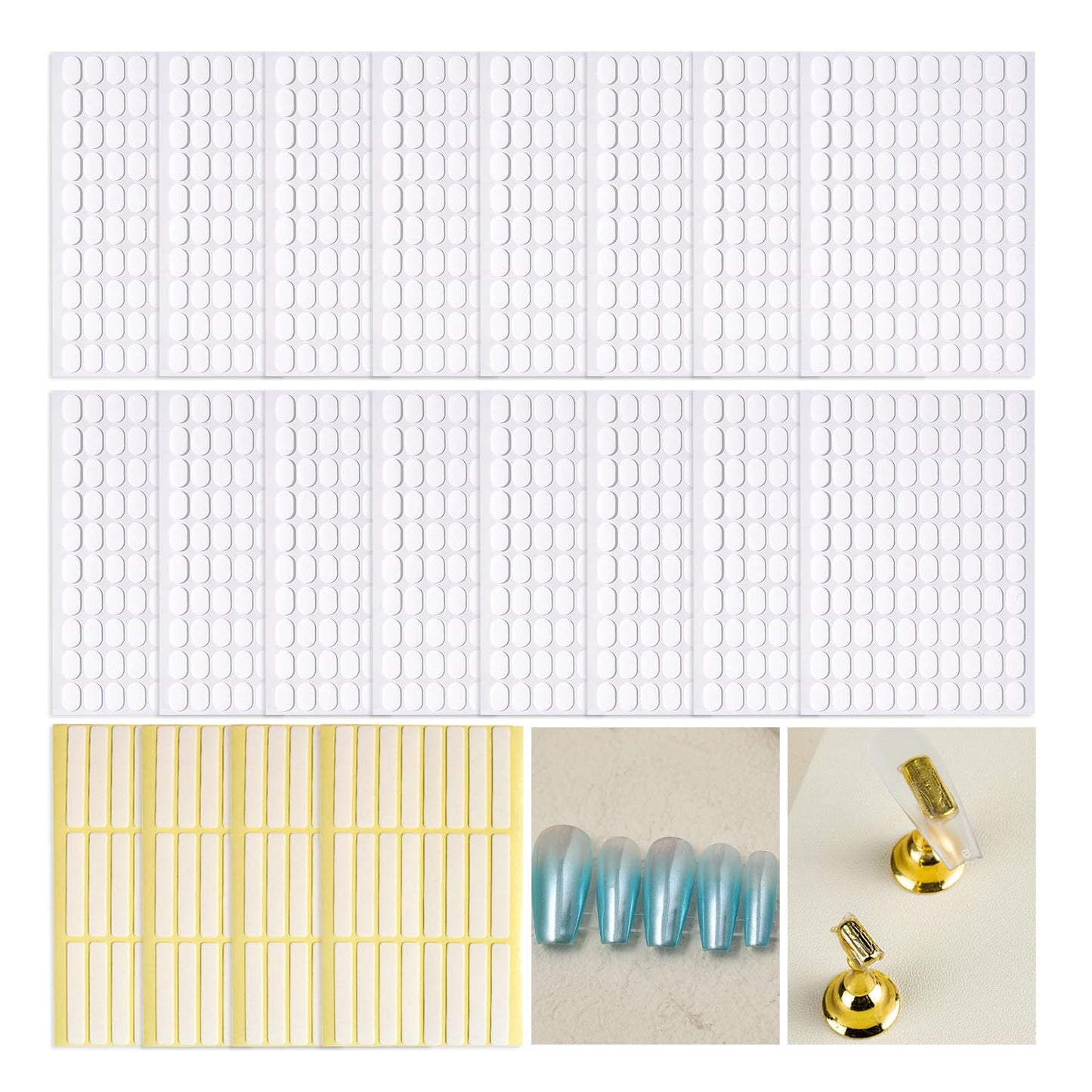 ESUOHYM 1696 Double Sided Tape for Press On Nails Stand holder Sticky Tabs Nail Art Accessories Nail Display Tape Clear False Tip Adhesive Tape for Practice Design DIY Home Salon