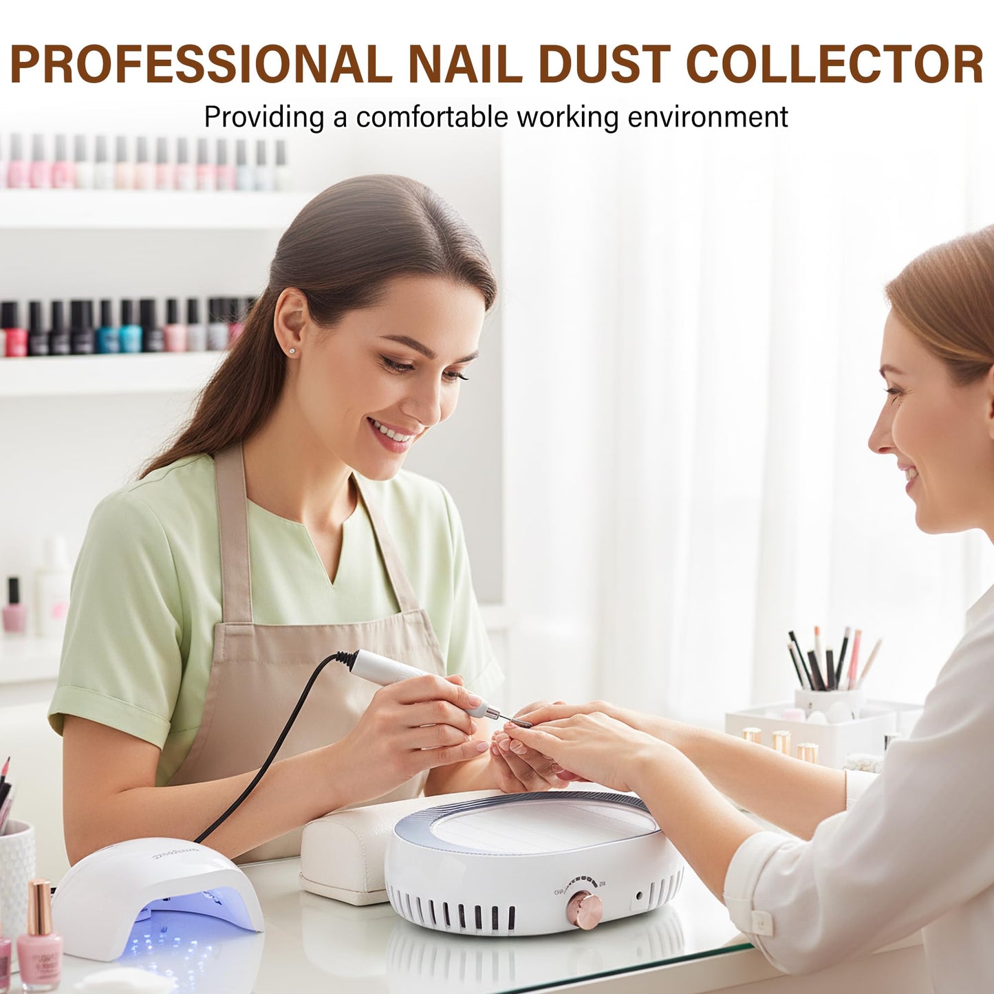 LSNDRGNail Dust Collector 4500RPM, Plug-in Professional Dust Collector for Nail Tech & Nails, Strong Suction Rotary Adjustable Speed, Manicure Pedicure Vacuum Fan for Salon Home Use