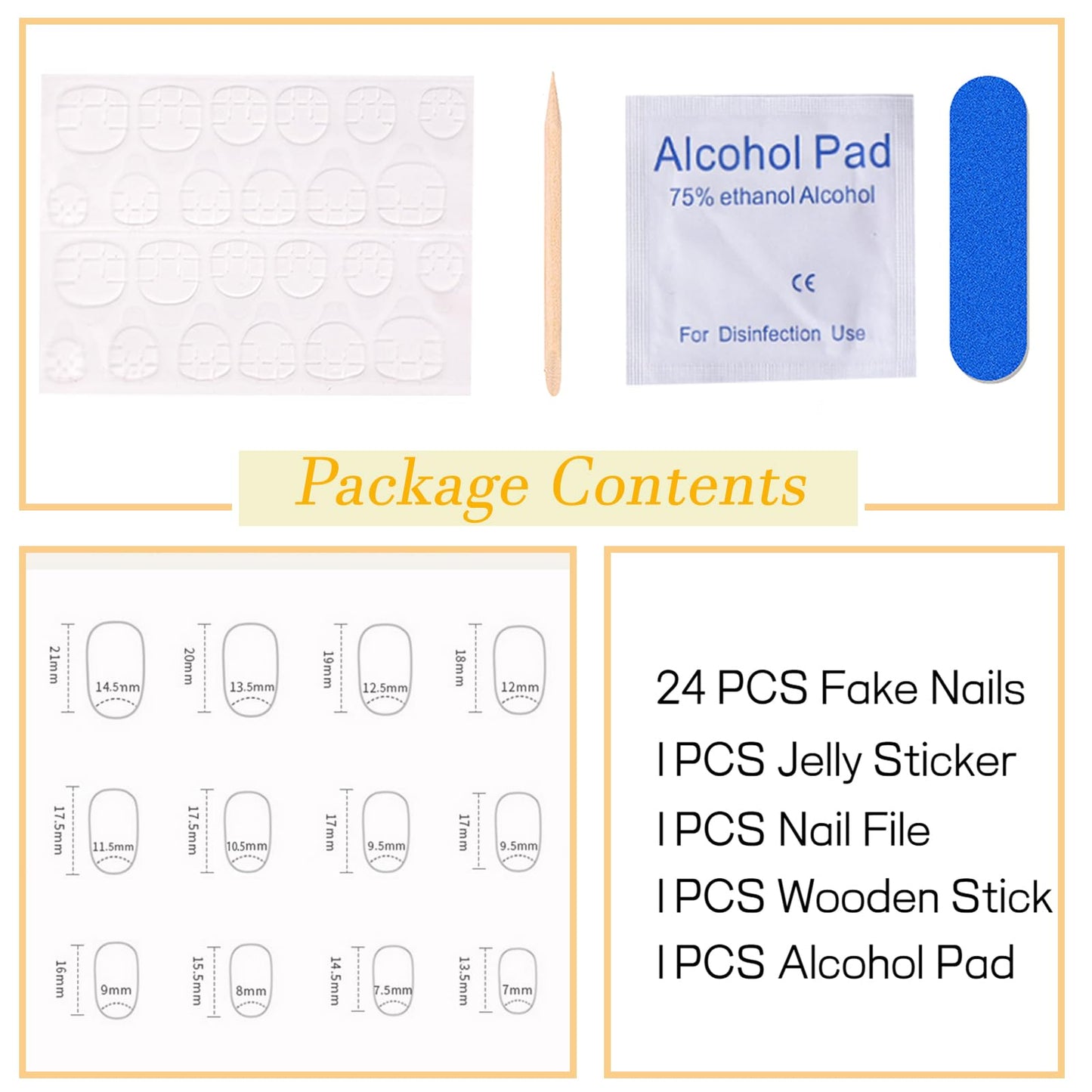 Acrylic Press on Nails Short Round Fake Nails with Lemon Designs Cute Nails Press ons Glossy Glue on Nails Artificial False Nails Yellow Full Cover Stick on Nails for Women 30Pcs