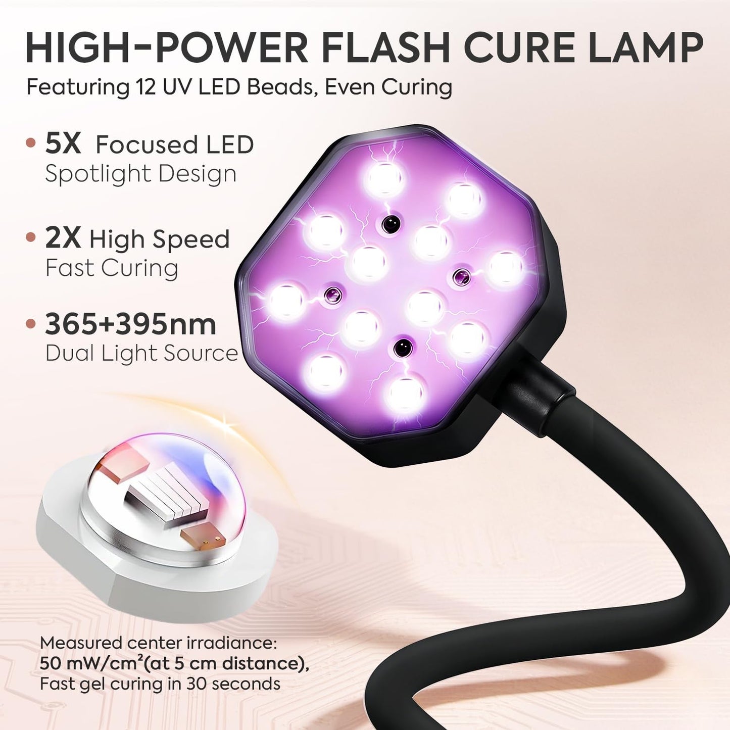 UV Nail Lamp: 36W Mini UV Light for Gel Nails Polish 50mW/cm² Rechargeable LED Nail Light Goosenecks Nail Dryer with 12 LEDs, 4 Timers & Auto Sensor, Fast Curing Gel X Nail Lamp for Home DIY Manicure