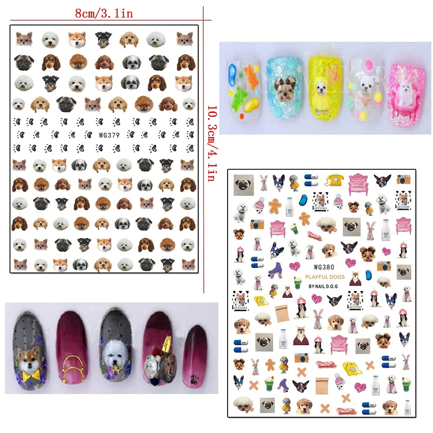 18 Sheets Colorful Nail Art Stickers with 8 Sheets Animal Nail Art Stickers
