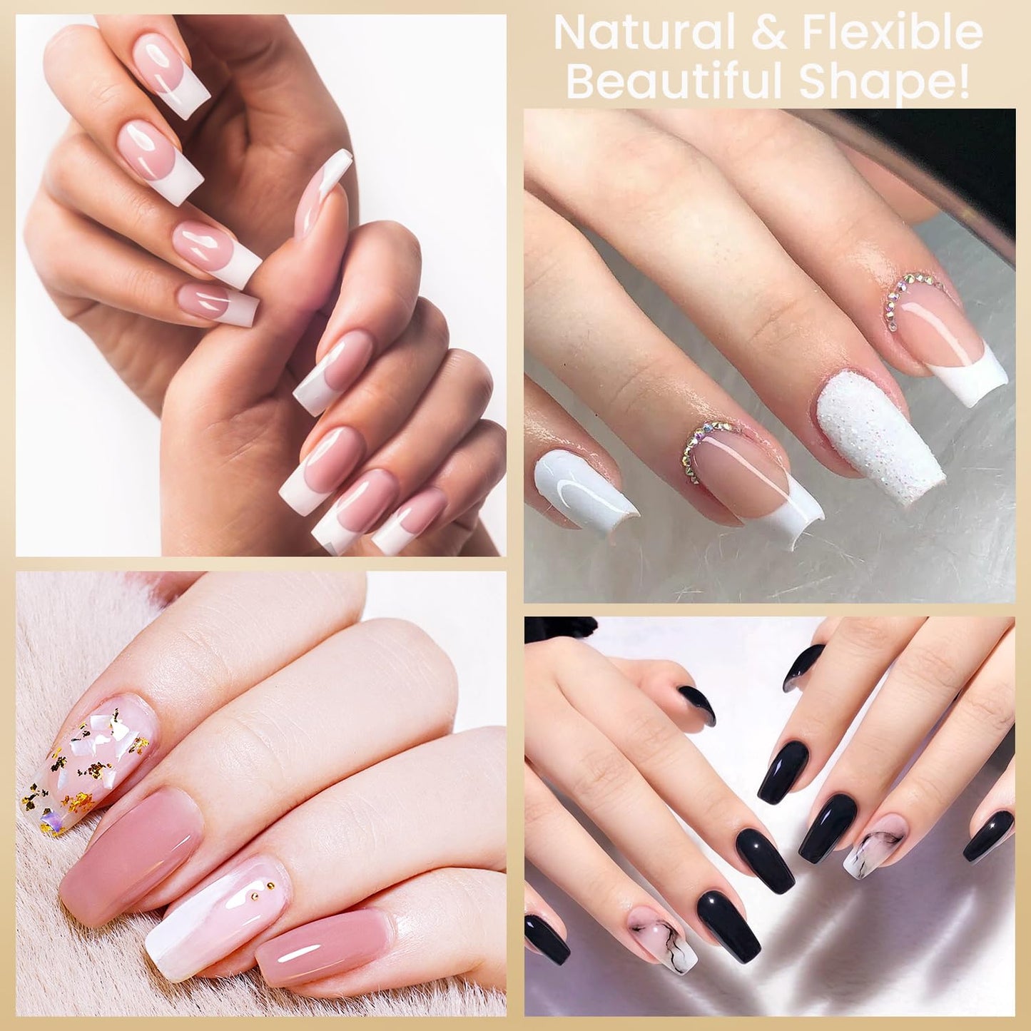 AORAEM Square Nail Tips, Pre-Shaped Clear Acrylic Fake Nails, Full Cover Half Matte Press On Nails for Home DIY Nail Salons, 600PCS Medium Square
