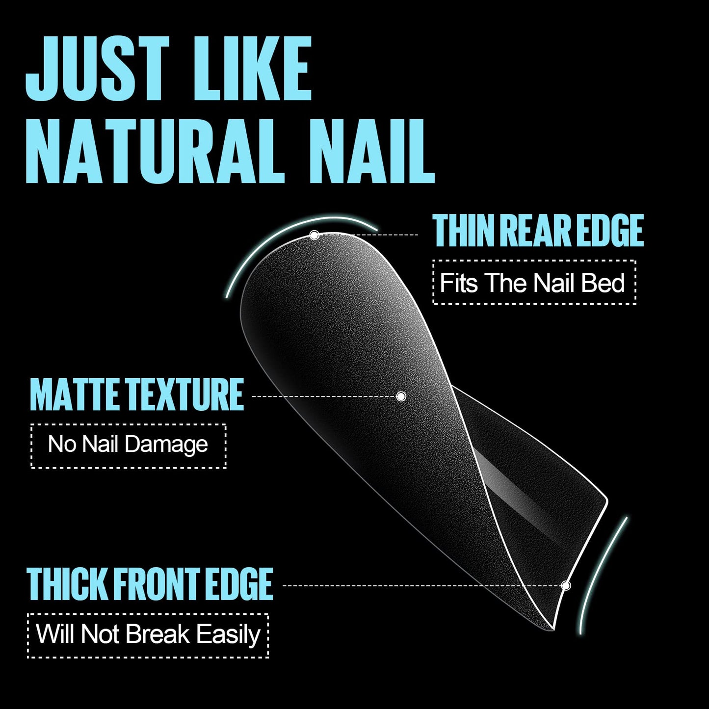 TOMICCA Short Coffin Nail Tips, 450Pcs Soft Pre Shaped Gel Fake Nails, 15 Sizes Full Cover Double-sided Matte Press on Flase Nail Tips for Home DIY Nail Art Women Girls