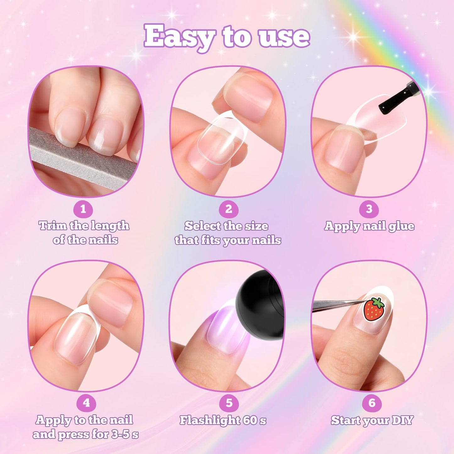 Krofaue Kid Press On Nails French Tip, Short Almond Nail Tips - 130PCS Pre Shaped Soft Acrylic Nail Tips Full Cover Nail Extensions, 13 Sizes DIY Manicure for Women and Kids, New Year Gift