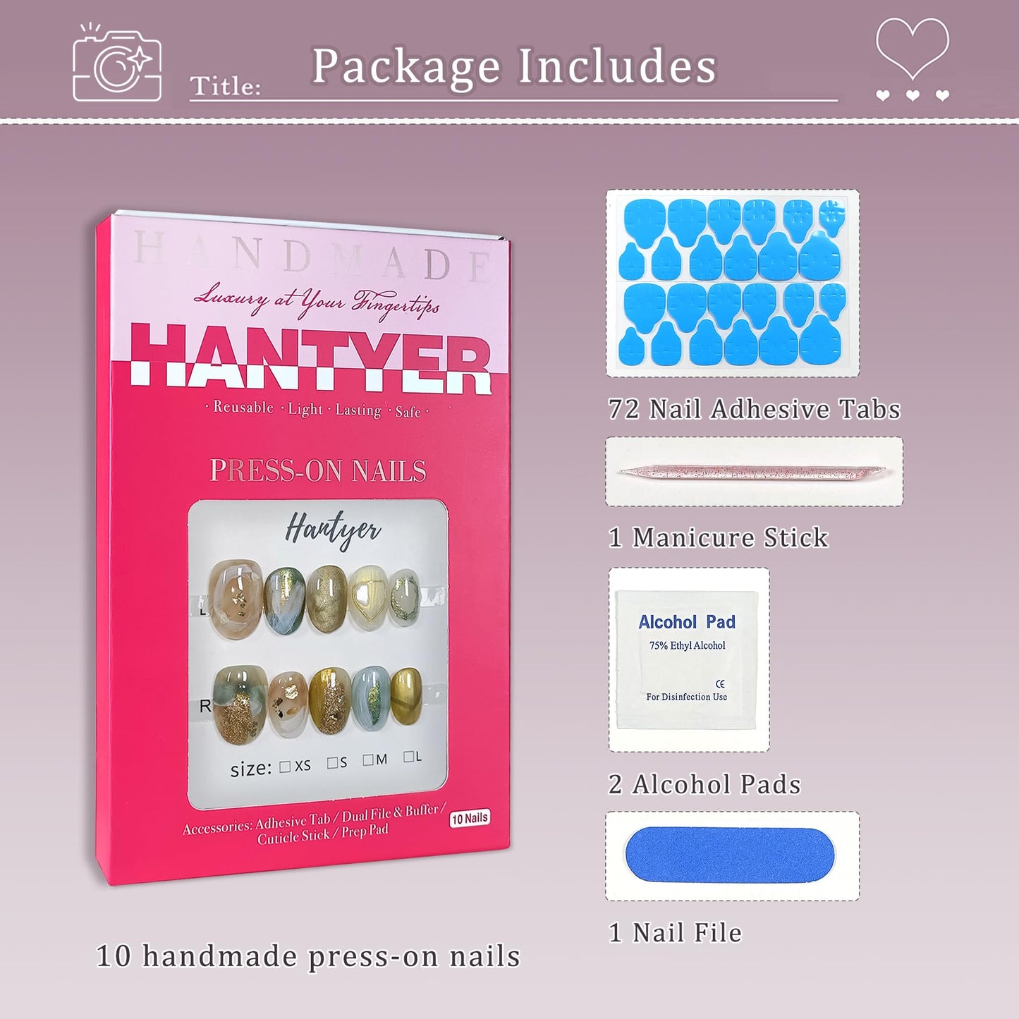 Hantyer Golden Ombre Press on Nails with 3D Glitter Flakes & Gold Foil, Short Oval Glossy Soft Glam Fake Nails, Reusable Elegant False Nails for Women Fall Winter Season Party, Size M