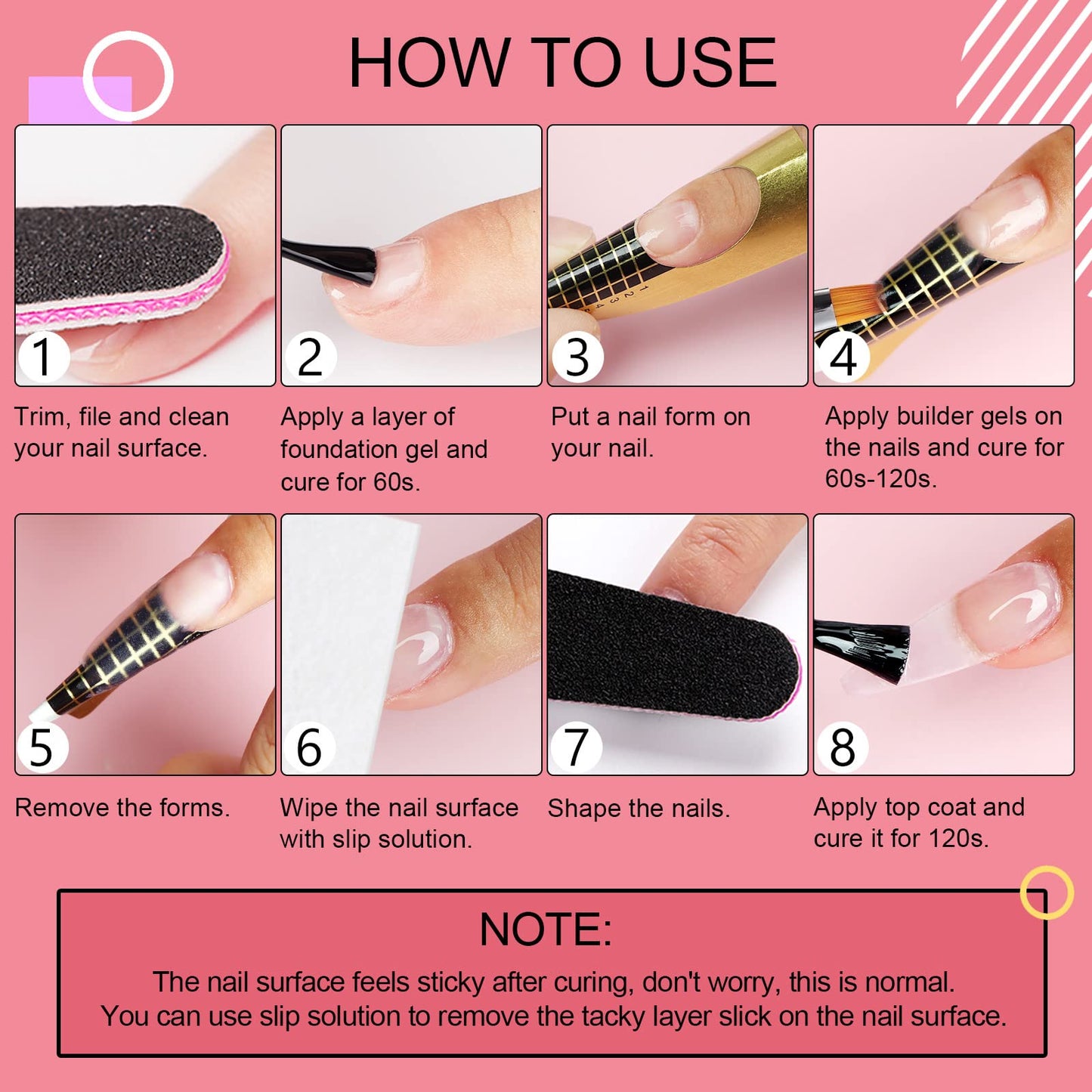 SAVILAND Builder Nail Gel Kit: 4 Color U V Hard Gels Clear White Pink Nudes for Nail Extension Strengthening Sculpting and Building with 100 Nail Forms Brush Pen Base & Top Gels for Nail Art Home DIY