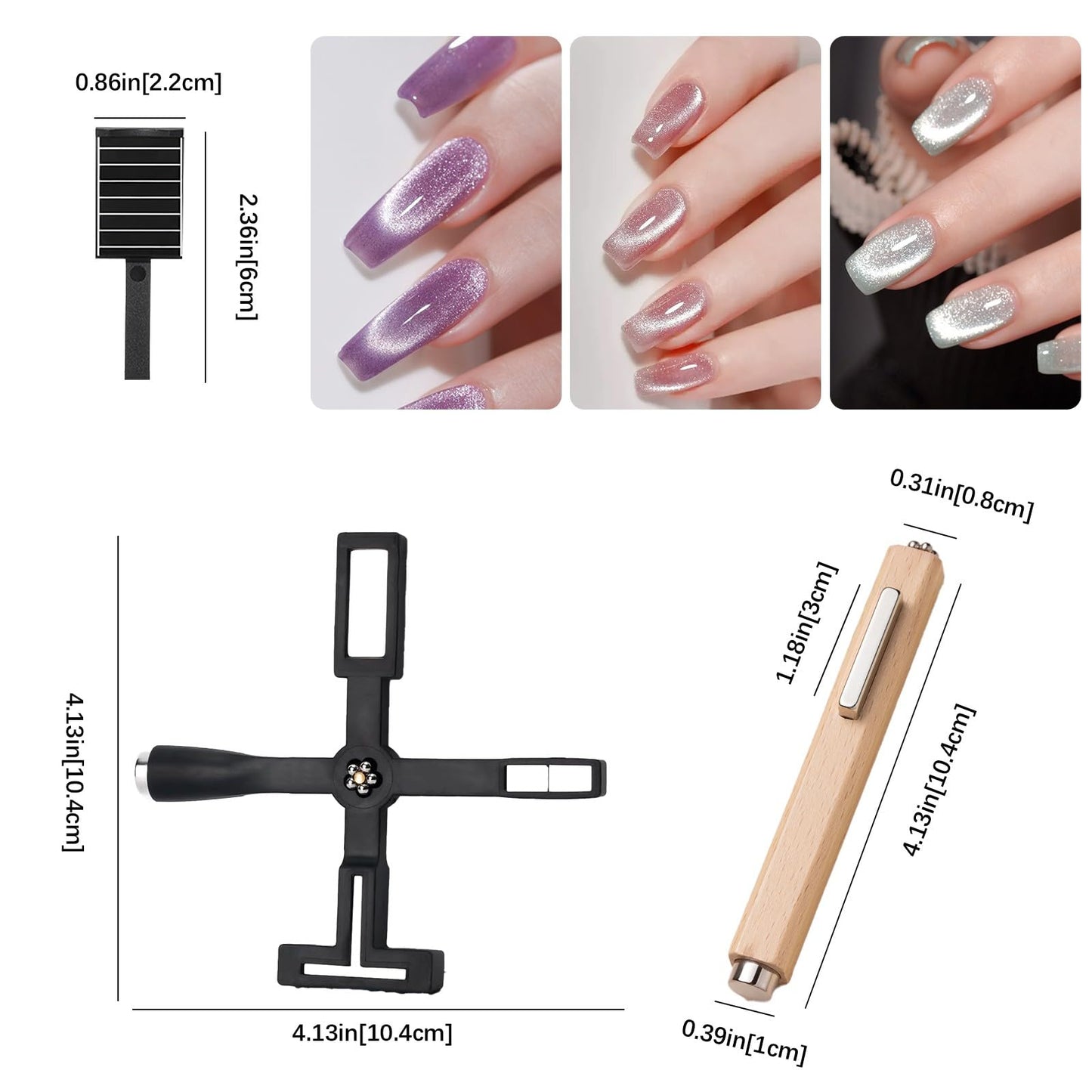 7Pcs 3D Cat Eye Gel Nail Polish Magnet Tools for Cat Eye Gel Nail Polish,5 in 1 Nail Magnet Nail Magnet Pen Stripe Nail Magnet Wands for Nail Art DIY Home Salon Manicure(Black)