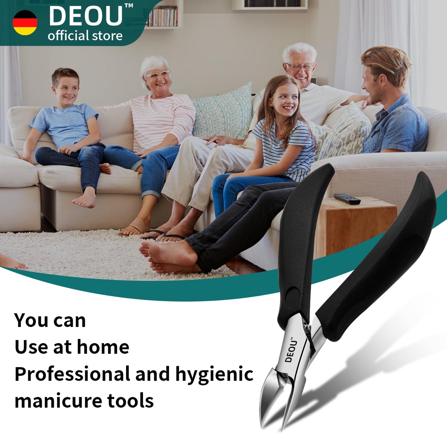 DEOU Toenail Clippers Blade for Ingrown and Thick Nails Stainless Steel Pedicure Tools at Home ingrown toenail Treatment Professional Podiatrist Nail Clippers with Upgraded Handle (Eagle Beak Pliers)