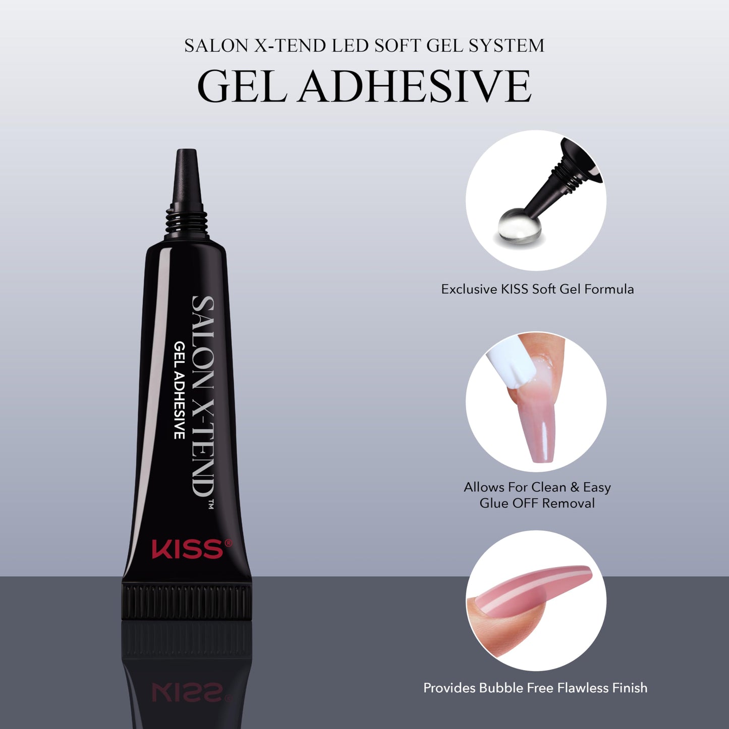 KISS Salon X-tend, Press-On Nails, Nail glue included, Tone', Medium Pink, Long Size, Coffin Shape, Includes 30 Nails, 5Ml Led Soft Gel Adhesive, 1 Led Lamp, 1 Prep Pad, 1 Manicure Stick, 1 Mini File
