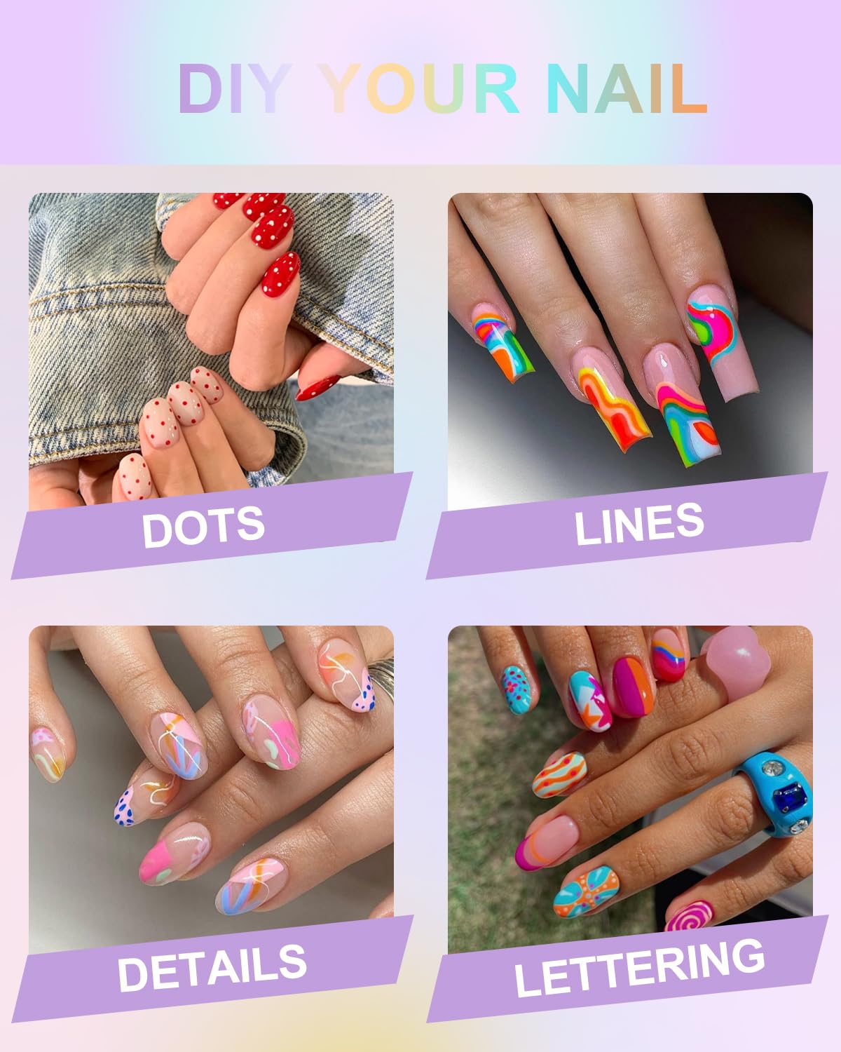 Xipan 18 Colors Nail Art Pens Set, 3D Nail Polish Pens Quick-Drying Nail Art Acrylic Paint Nail Point Dotting Liner Pen Tools for Home & Salon Nail DIY